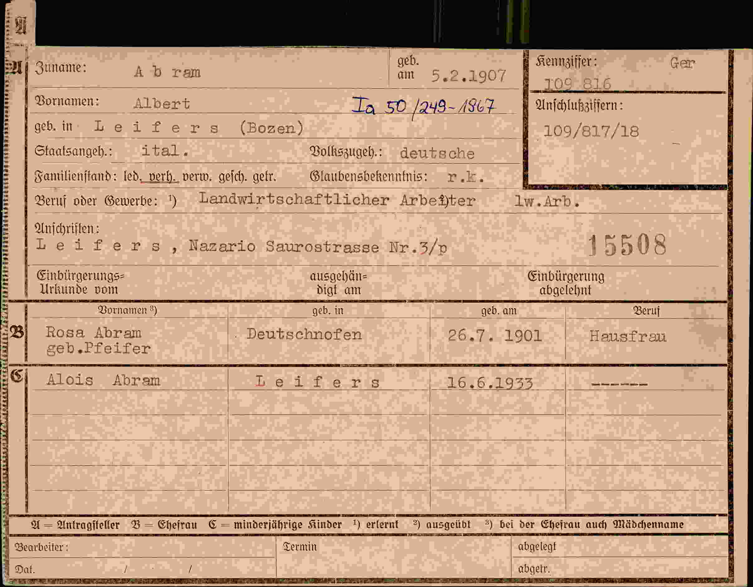 Dokument für Albert Abram