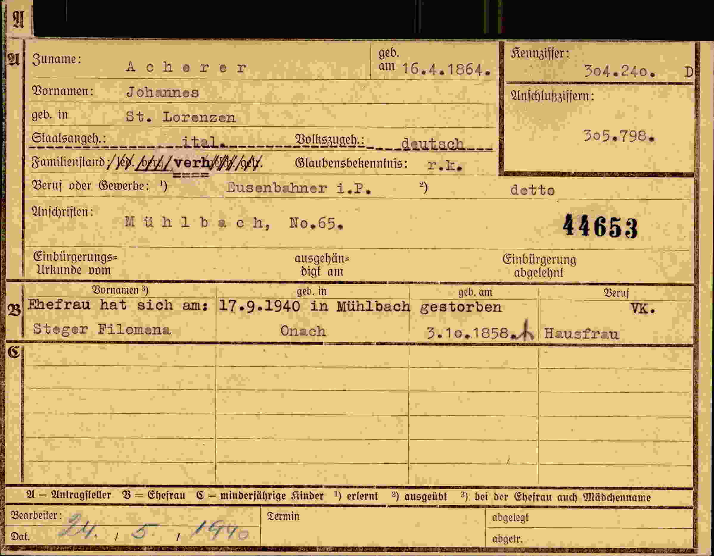 Dokument für Johannes Acherer