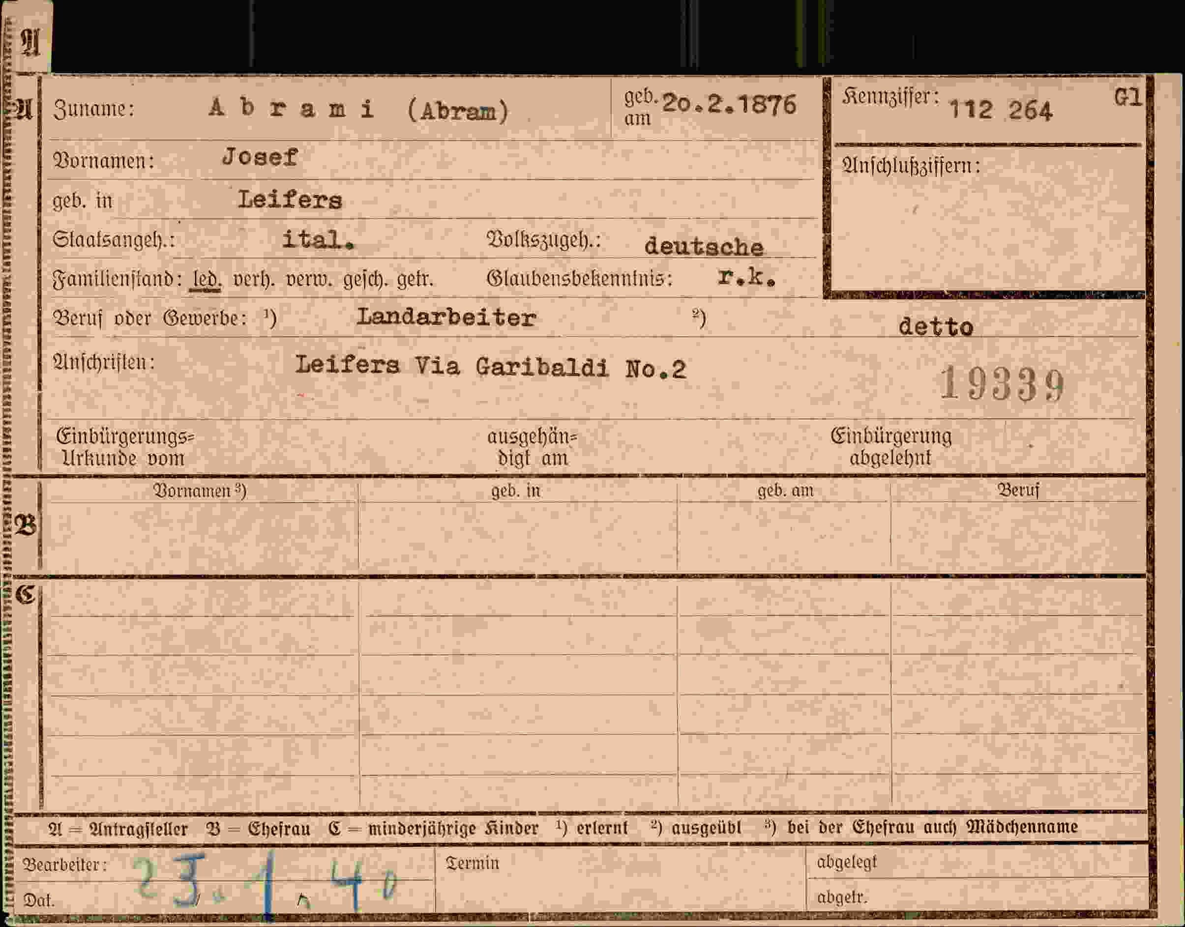 Dokument für Josef Abrami