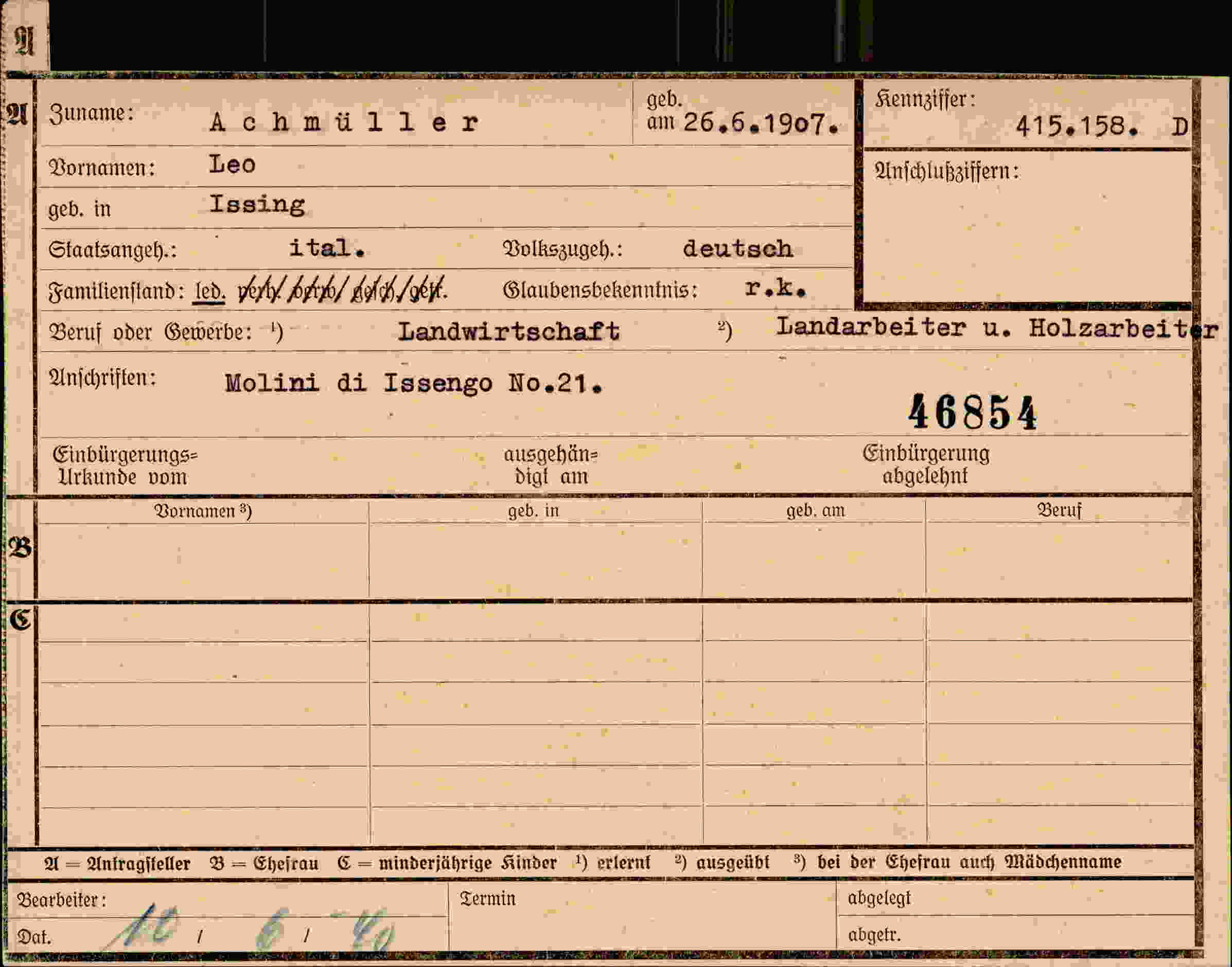 Dokument für Leo Achmüller