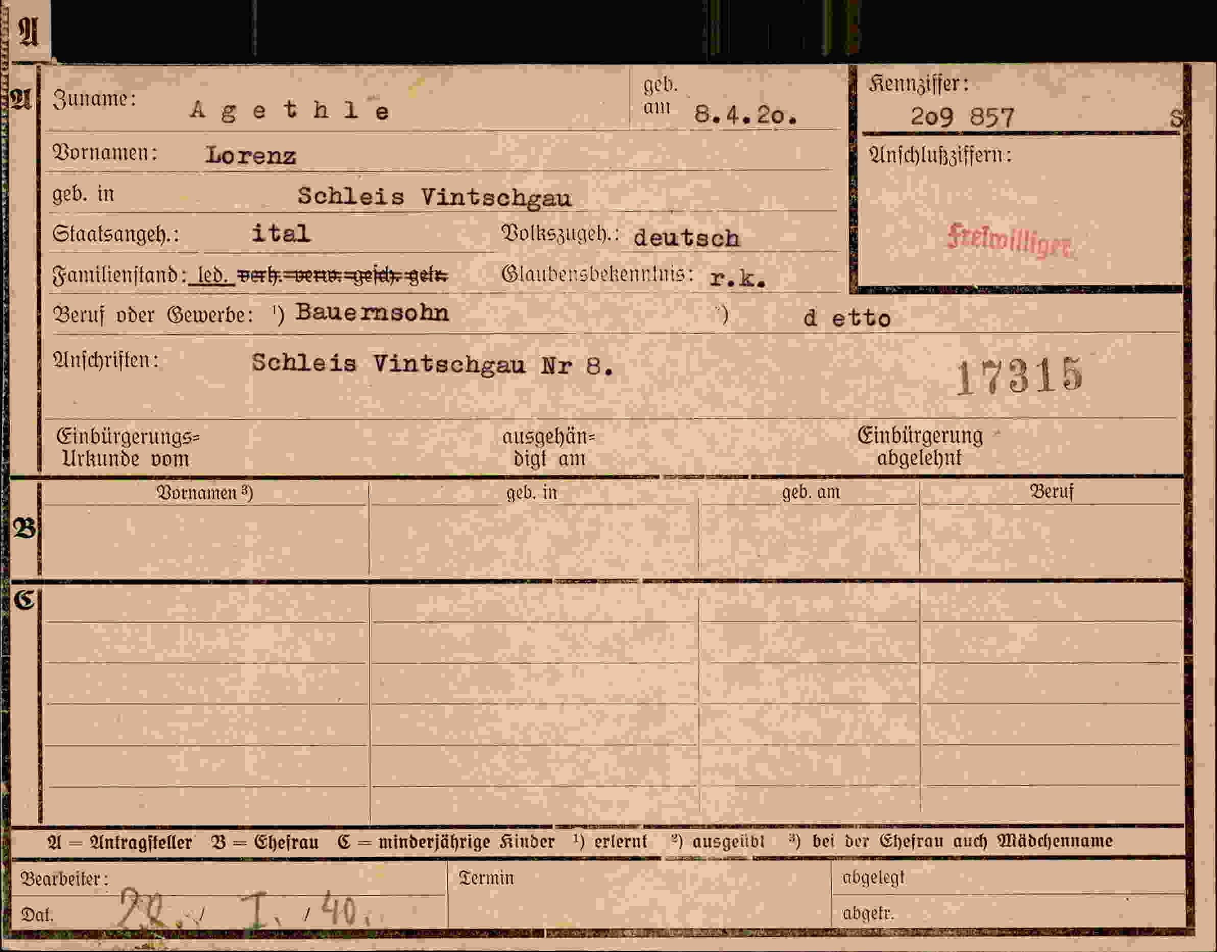 Dokument für Lorenz Agethle