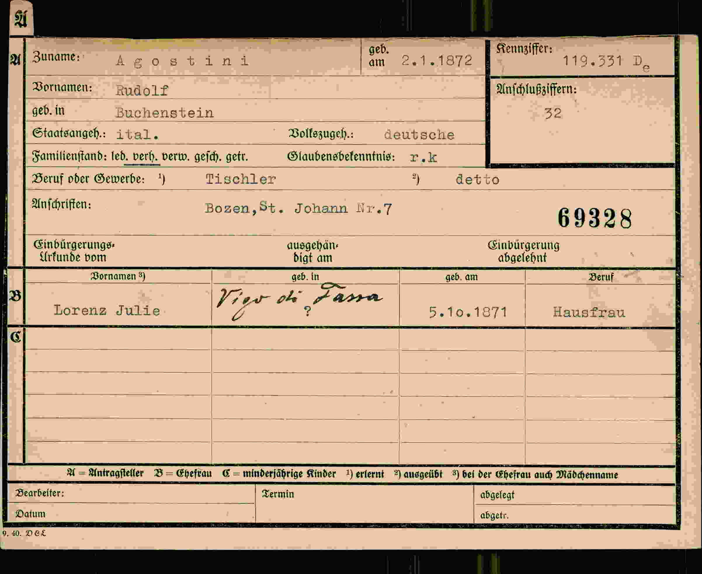 Dokument für Rudolf Agostini