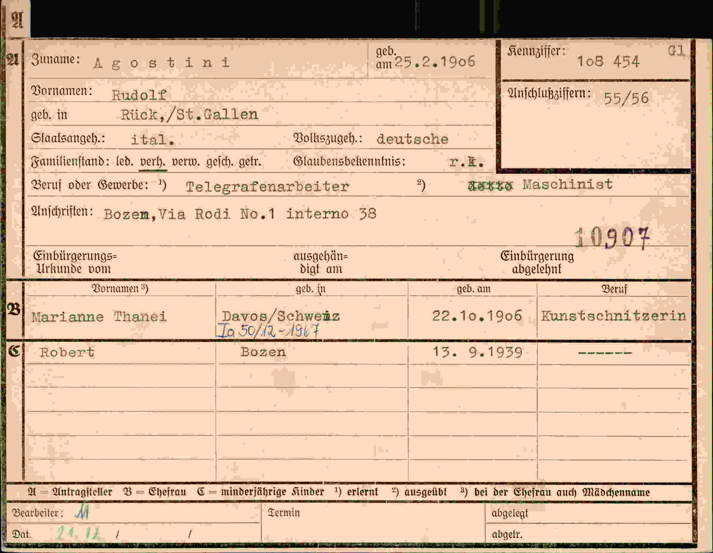 Dokument für Rudolf Agostini