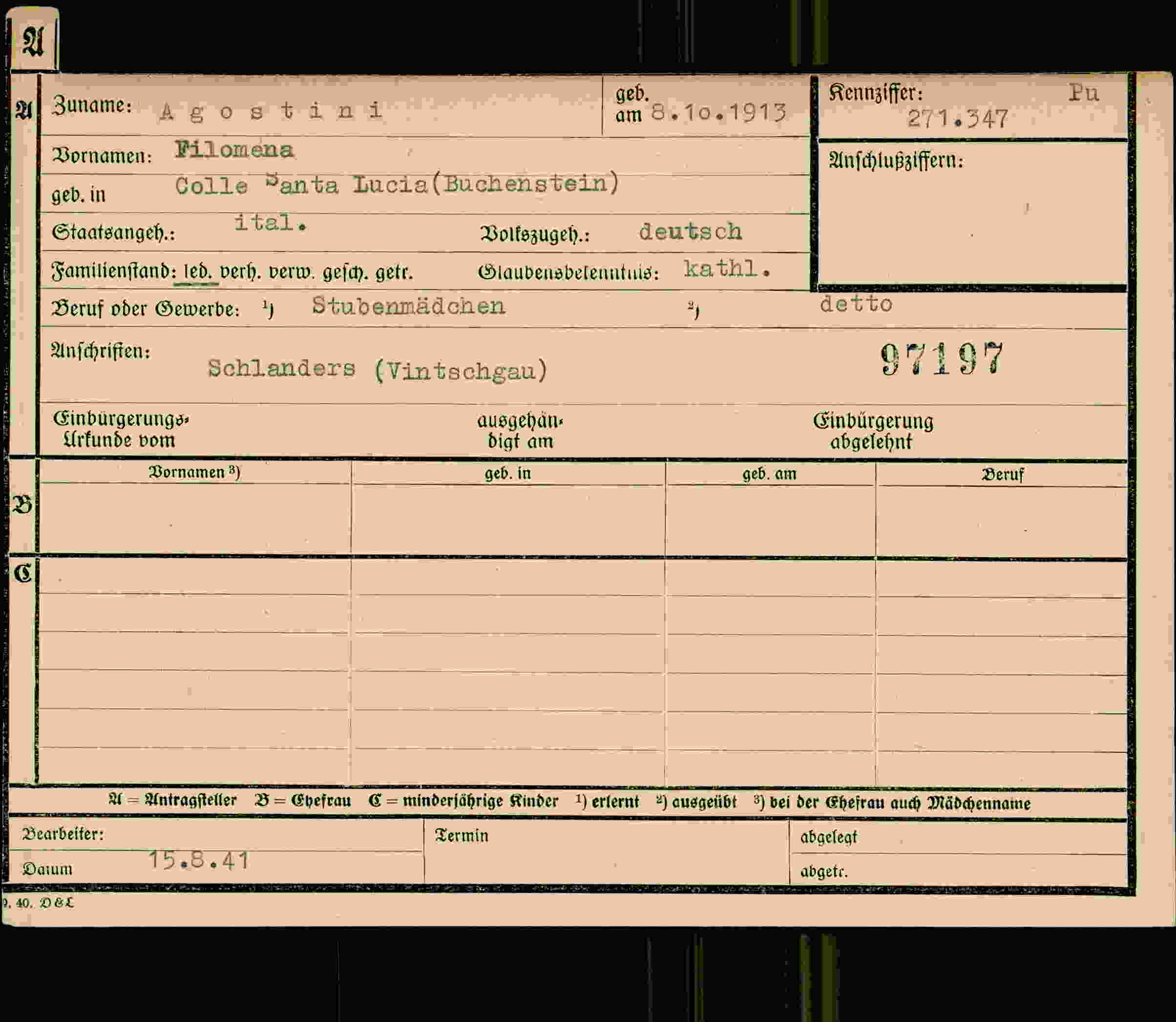 Dokument für Filomena Agostini