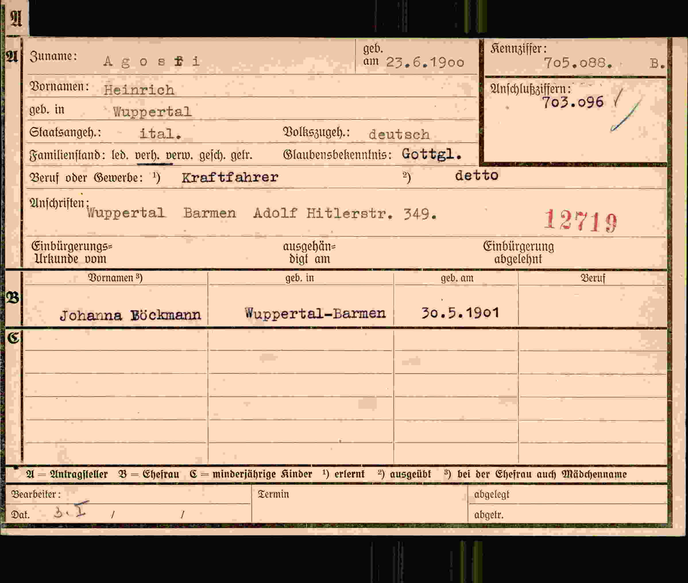 Dokument für Heinrich Agosfi