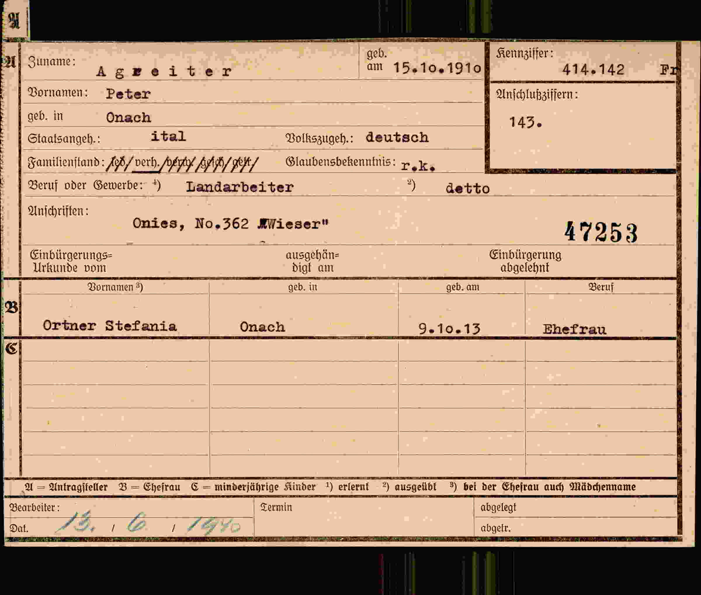 Dokument für Peter Agreiter