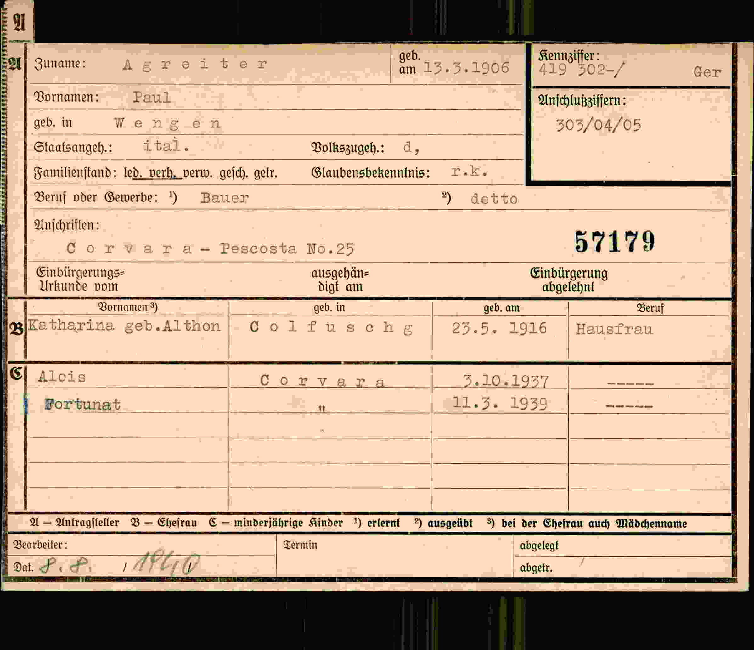 Dokument für Paul Agreiter