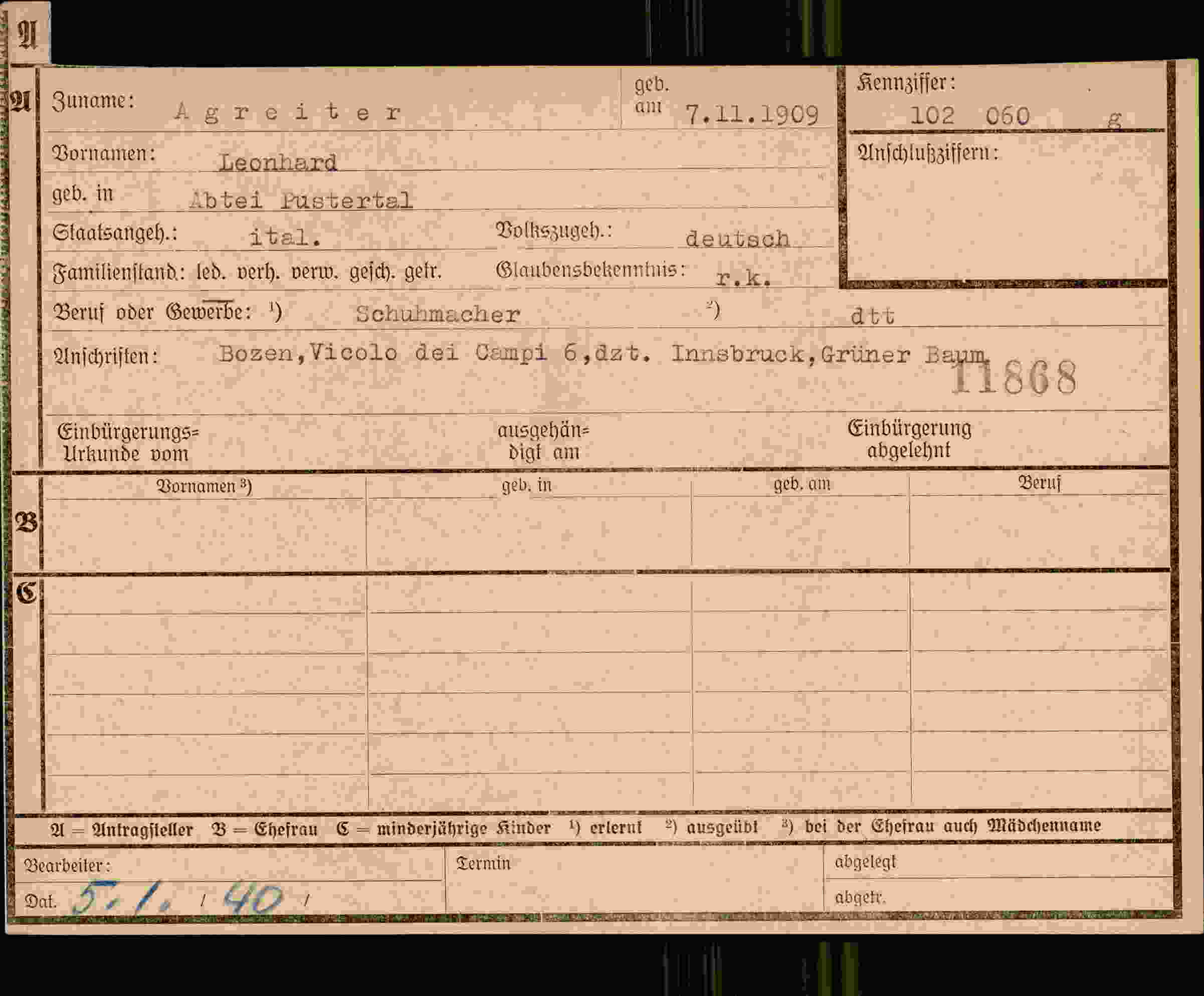Dokument für Leonhard Agreiter
