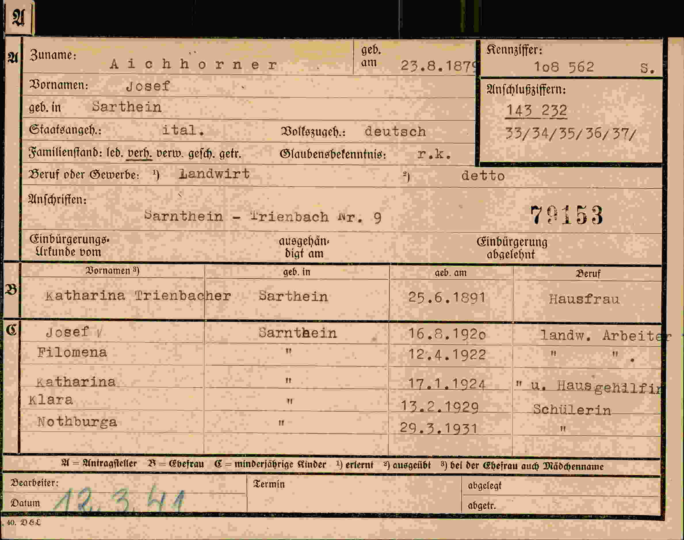 Dokument für Josef Aichhorner