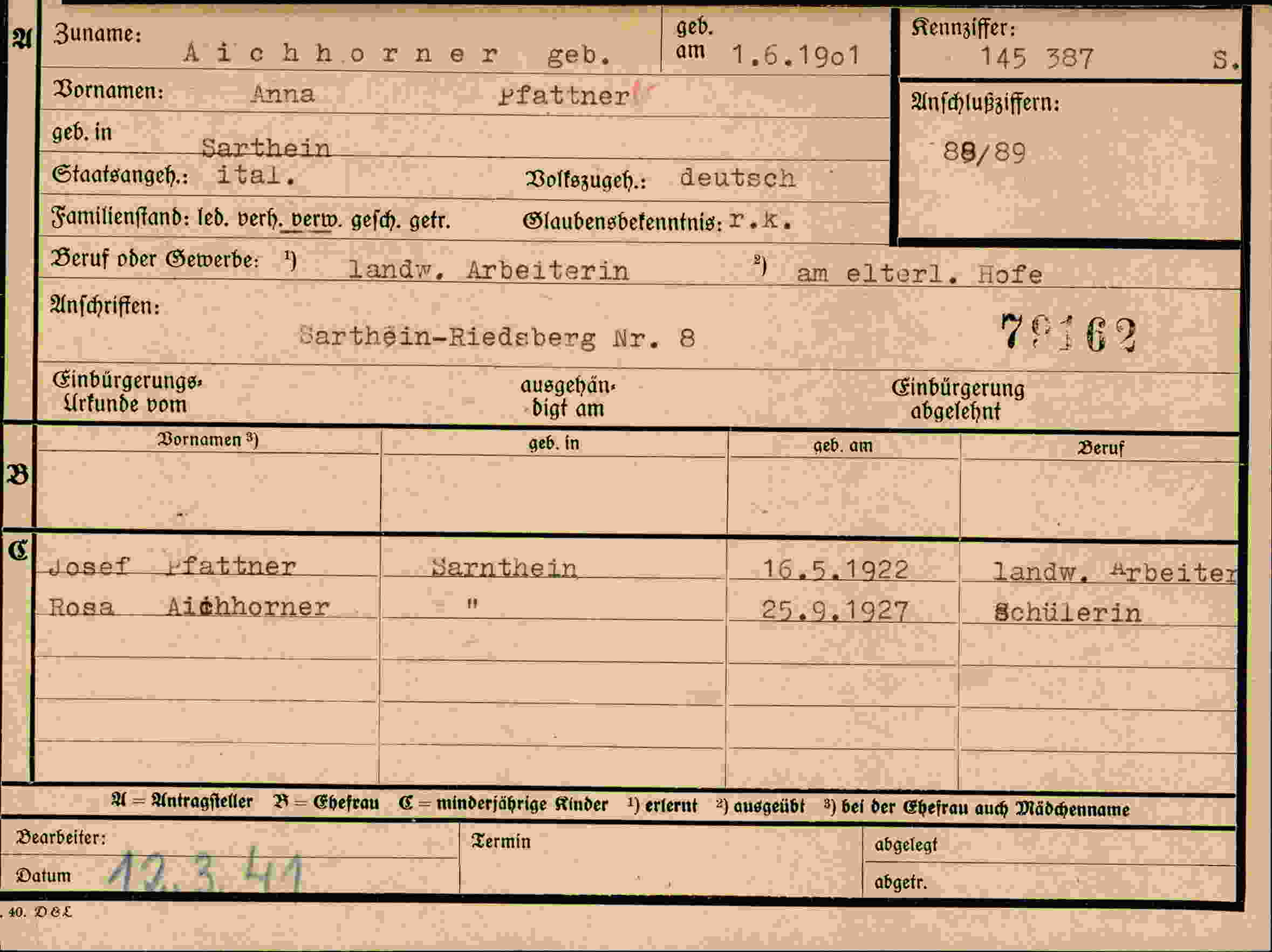 Dokument für Anna Aichhorner