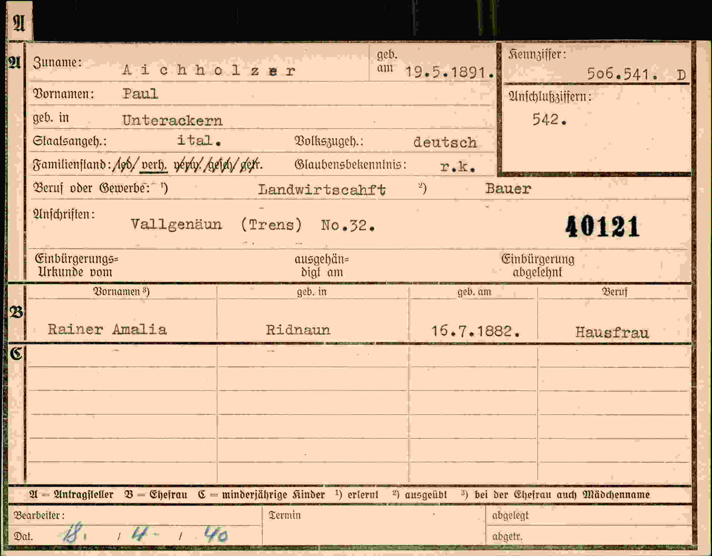 Dokument für Paul Aichholzer