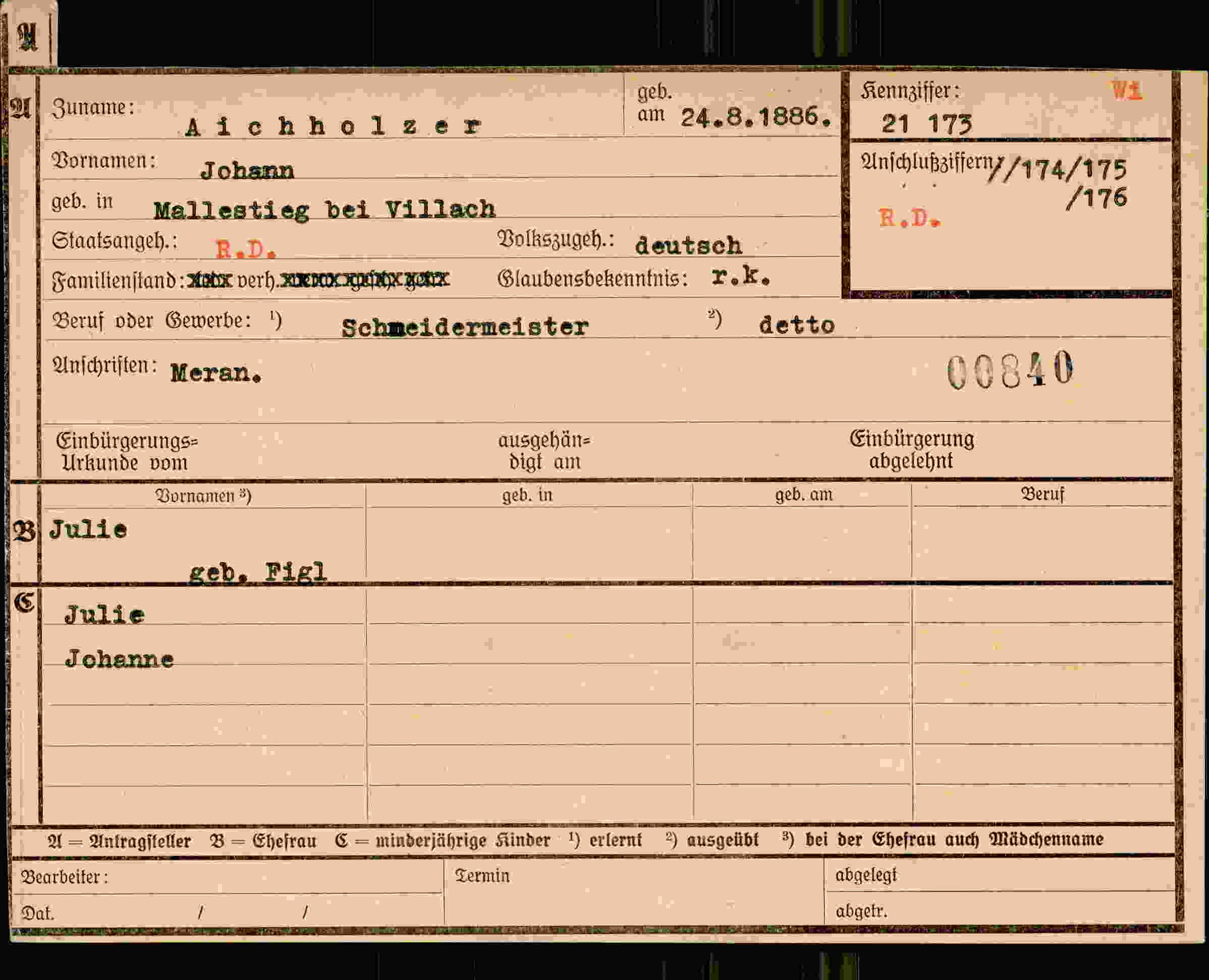 Vorderseite des Dokuments