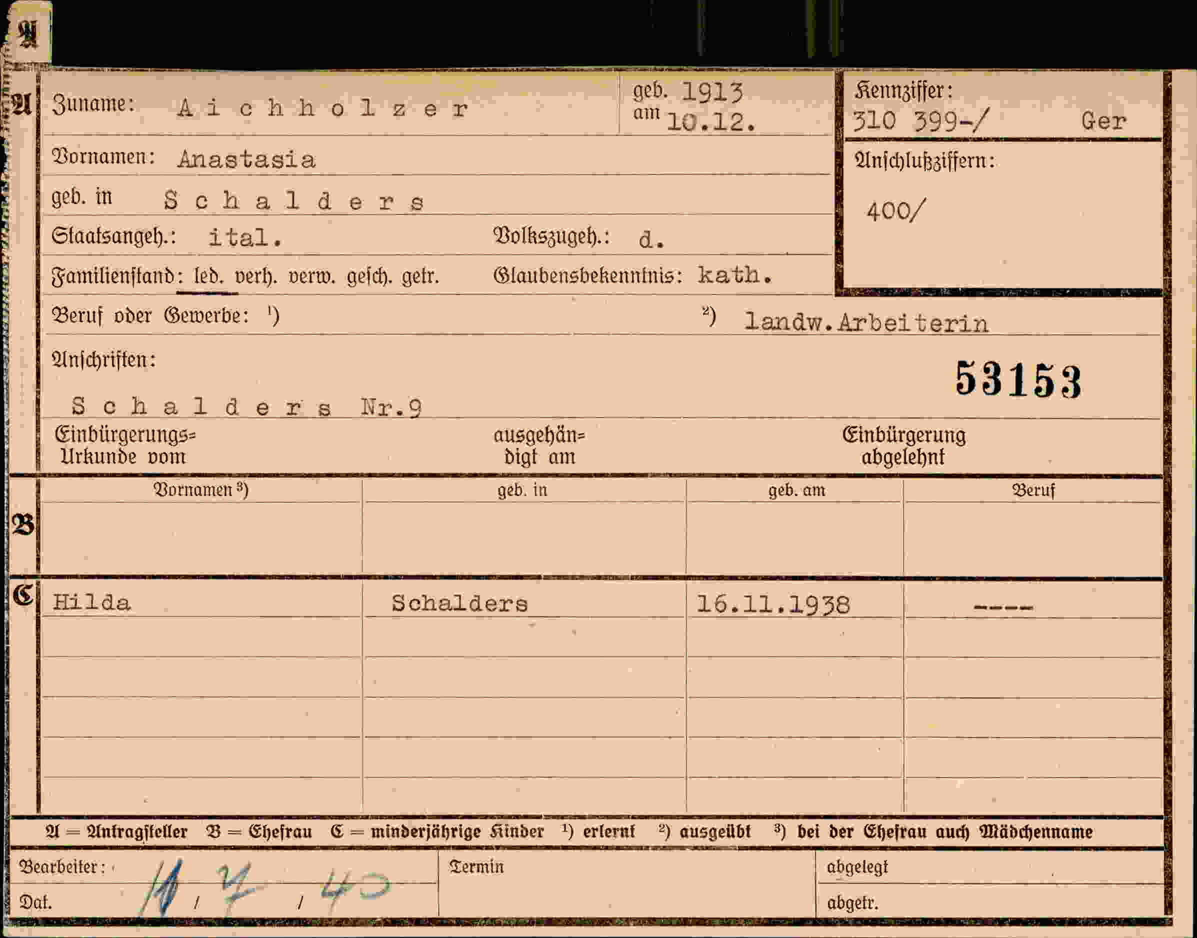 Dokument für Anastasia Aichholzer