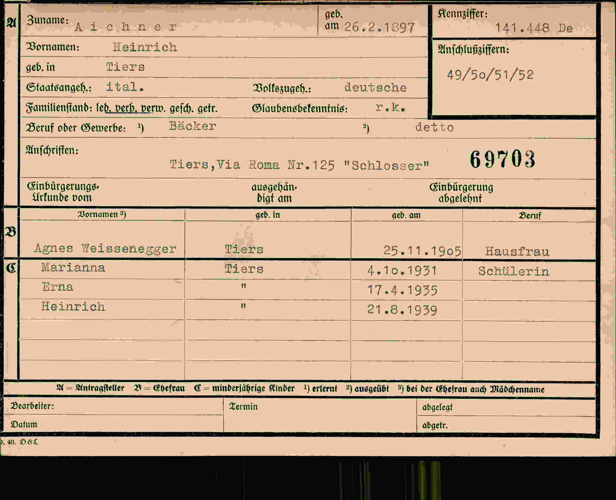 Dokument für Heinrich Aichner
