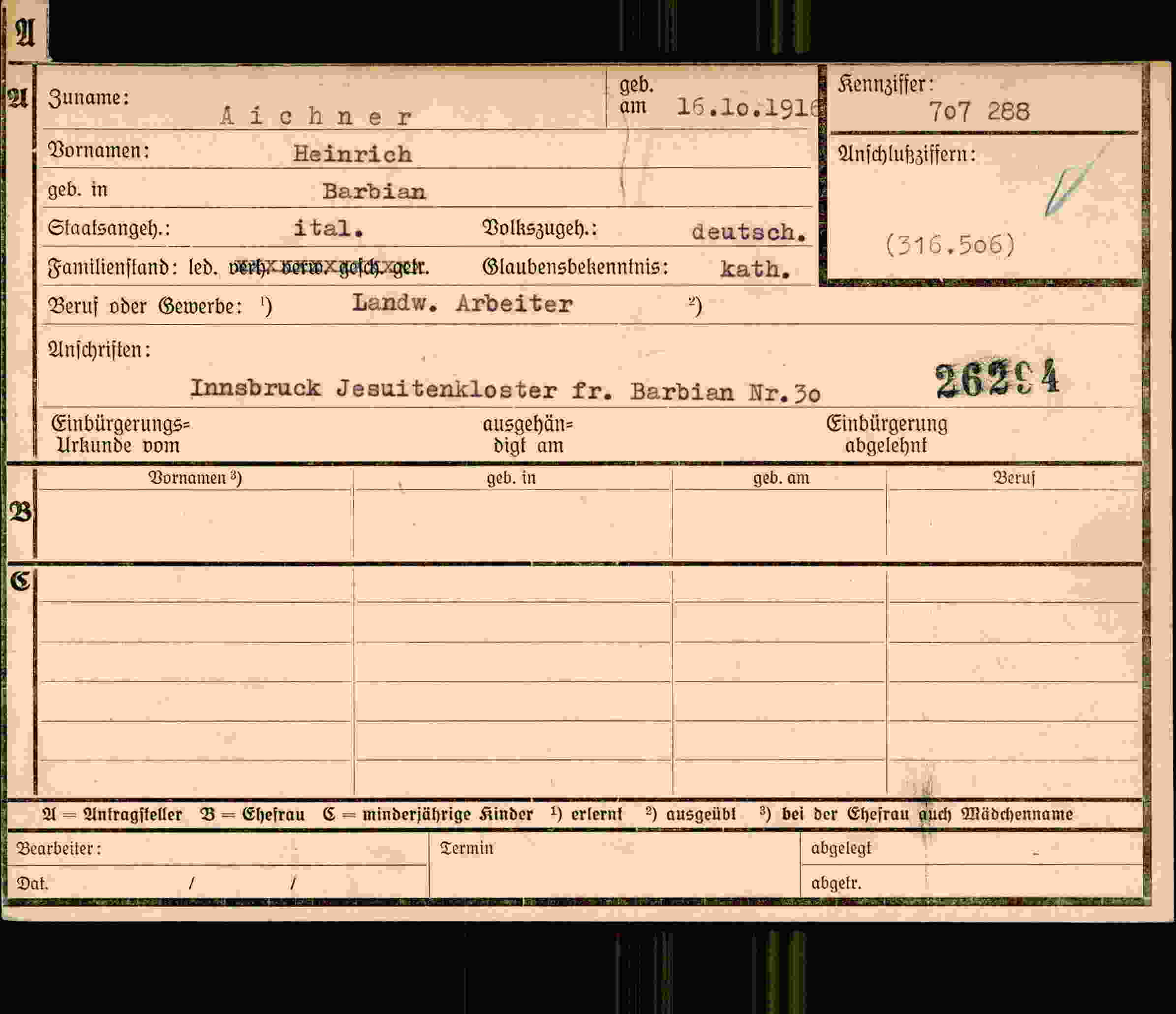 Dokument für Heinrich Aichner