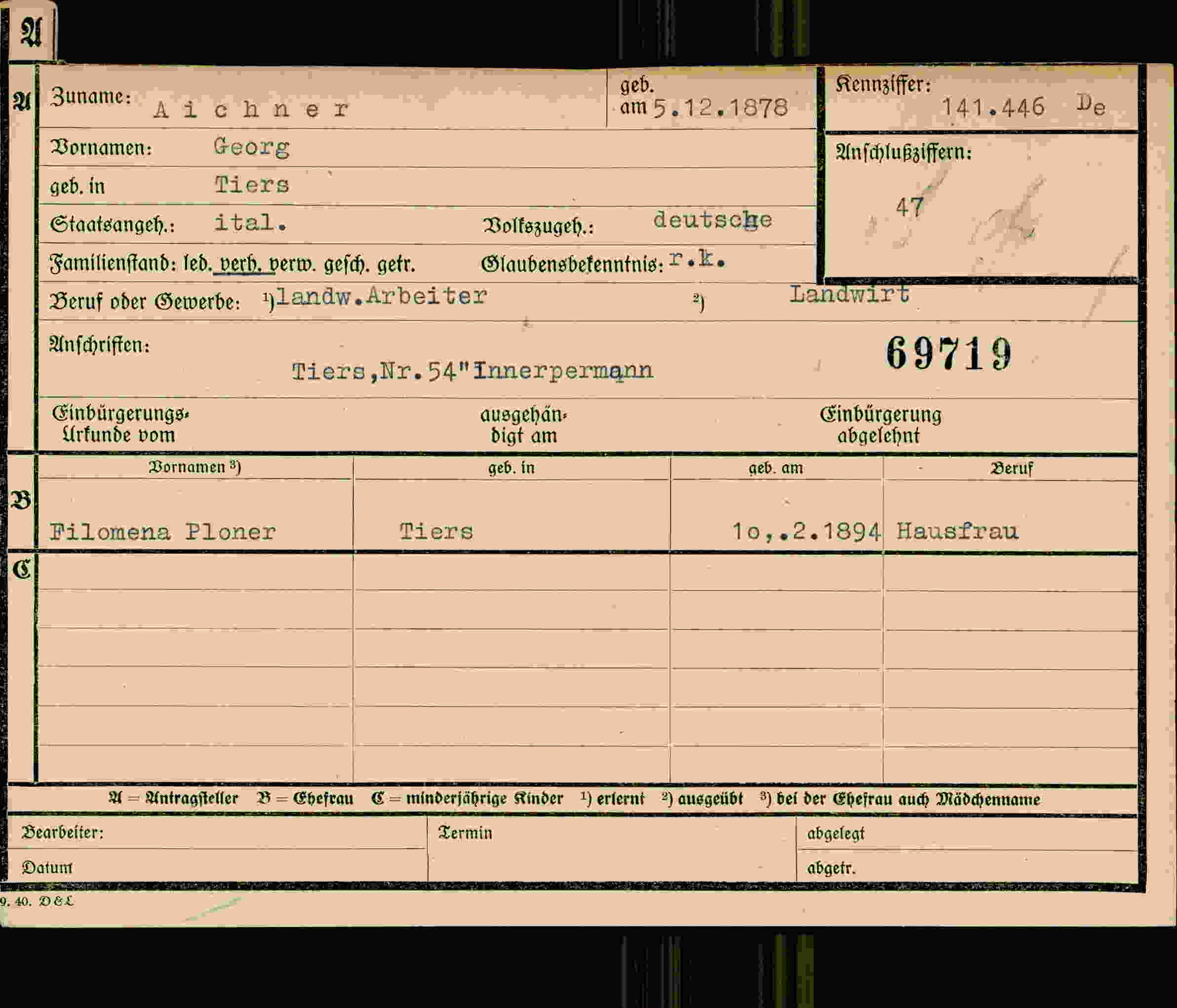 Dokument für Georg Aichner