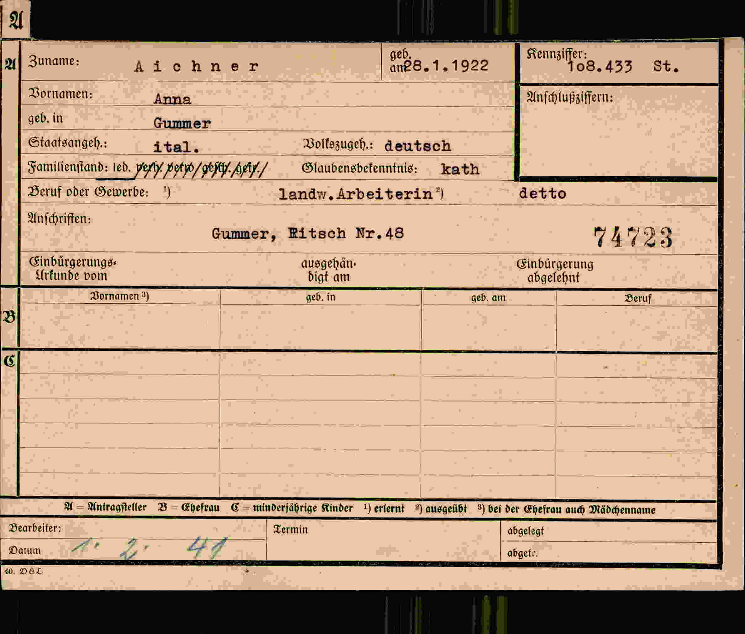 Dokument für Anna Aichner