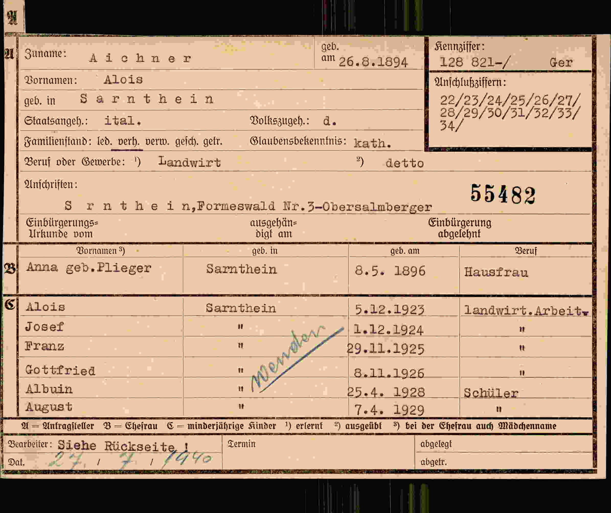 Dokument für Alois Aichner