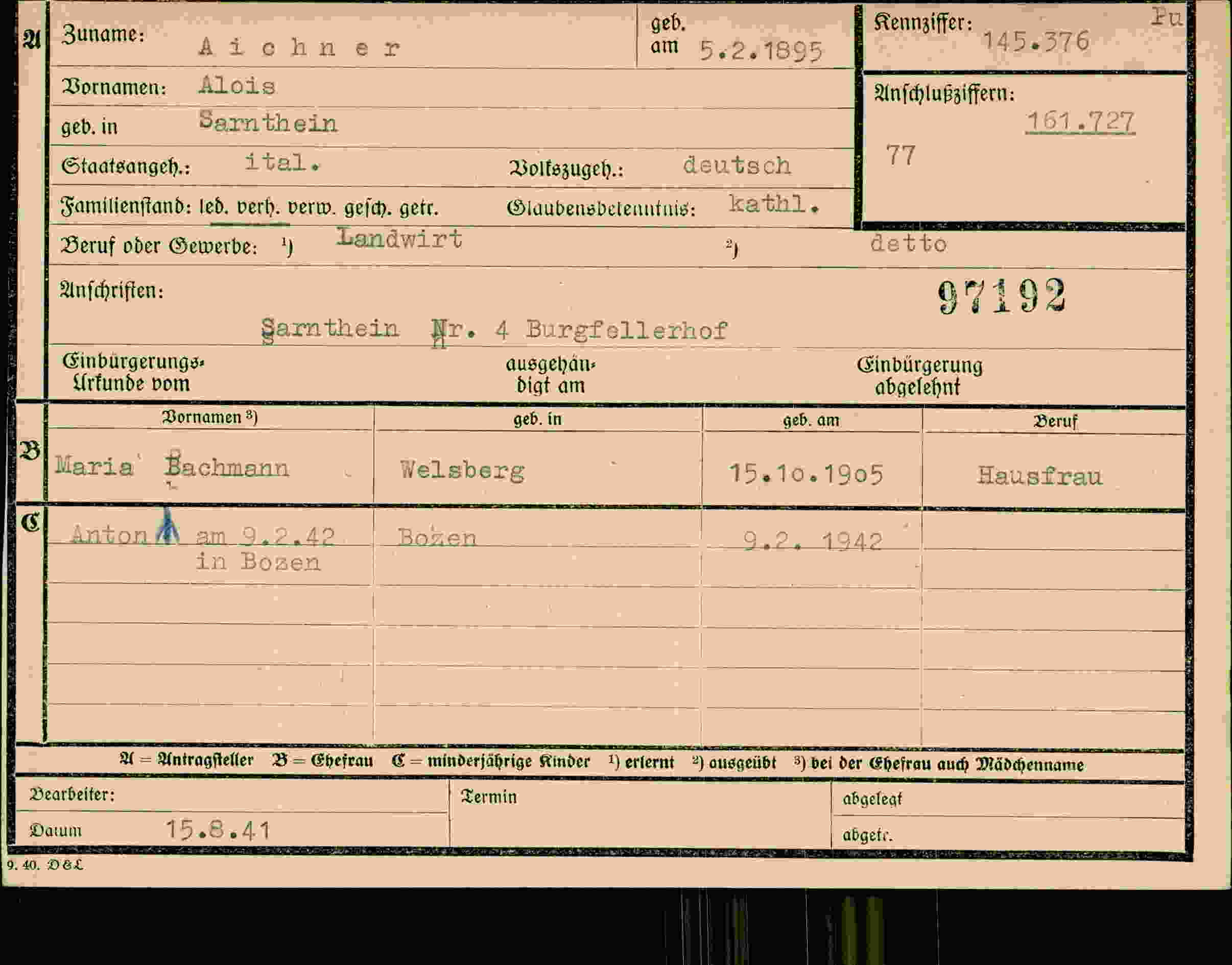 Dokument für Alois Aichner