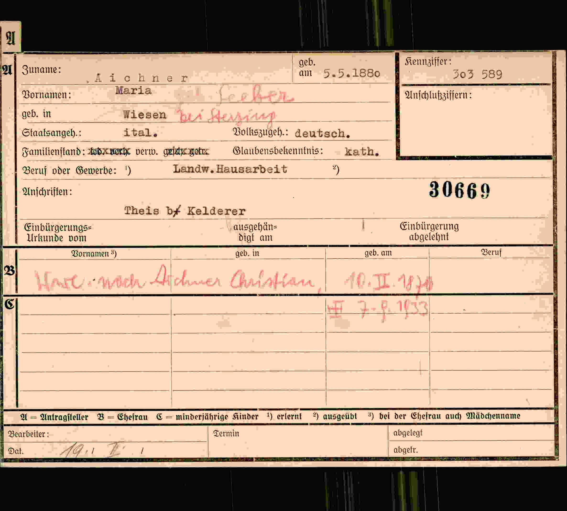 Dokument für Maria Aichner