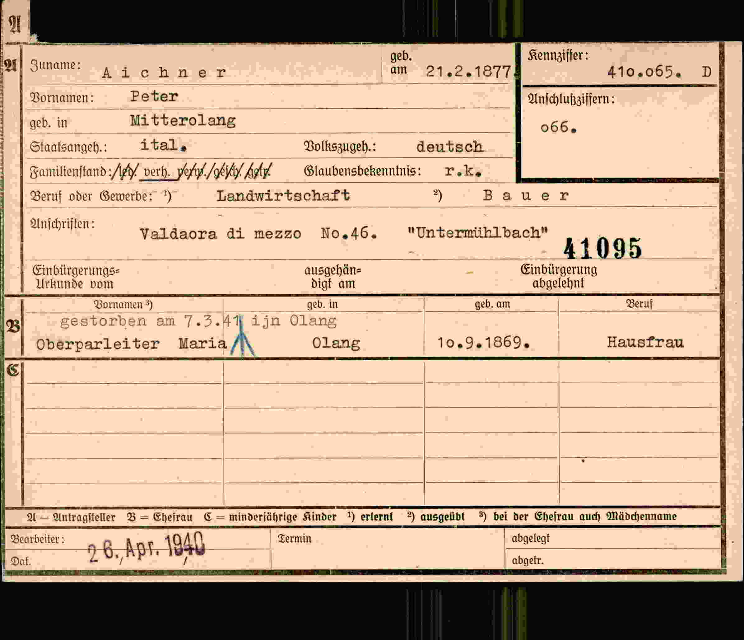 Dokument für Peter Aichner