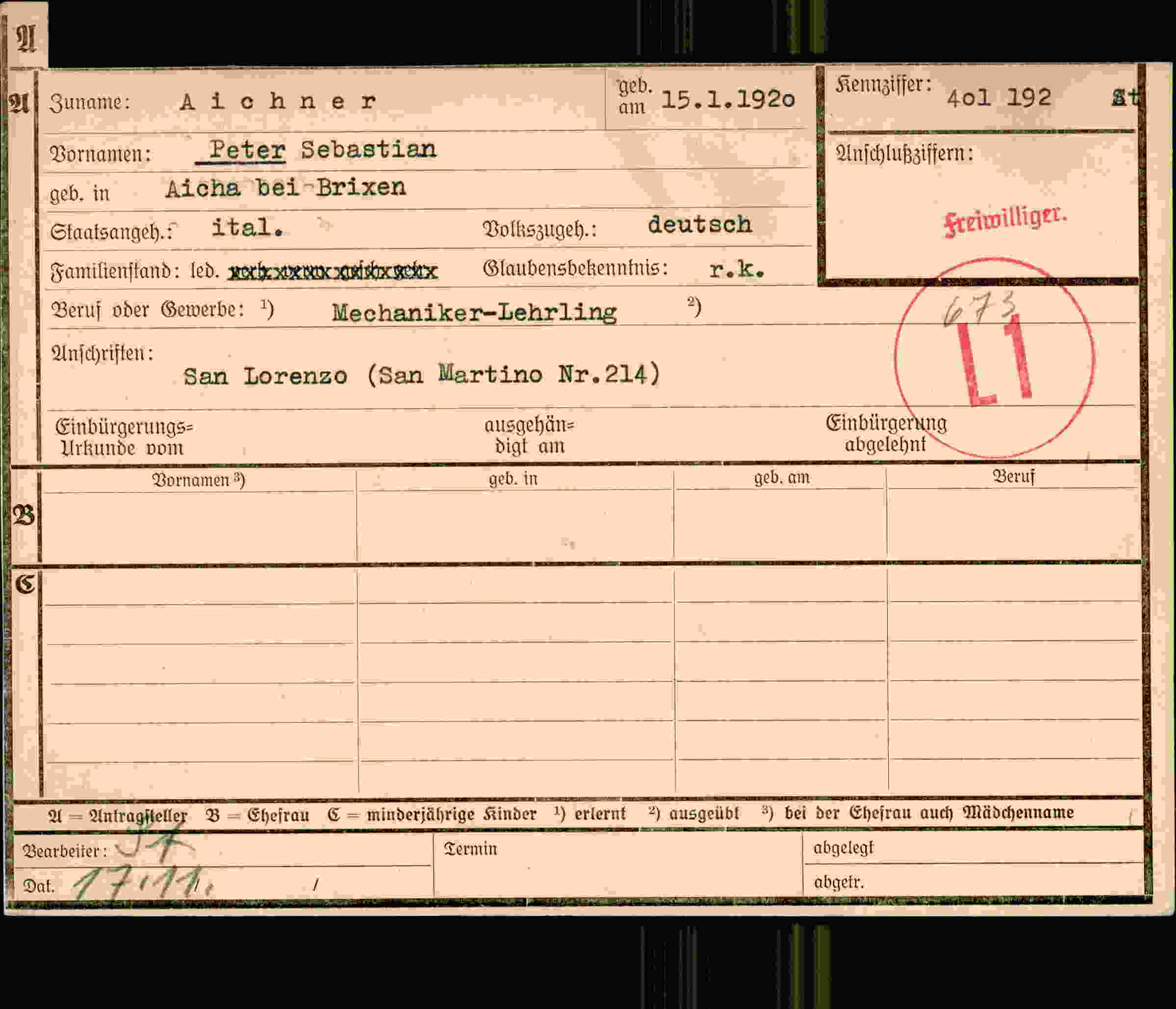 Dokument für Peter Sebastian Aichner