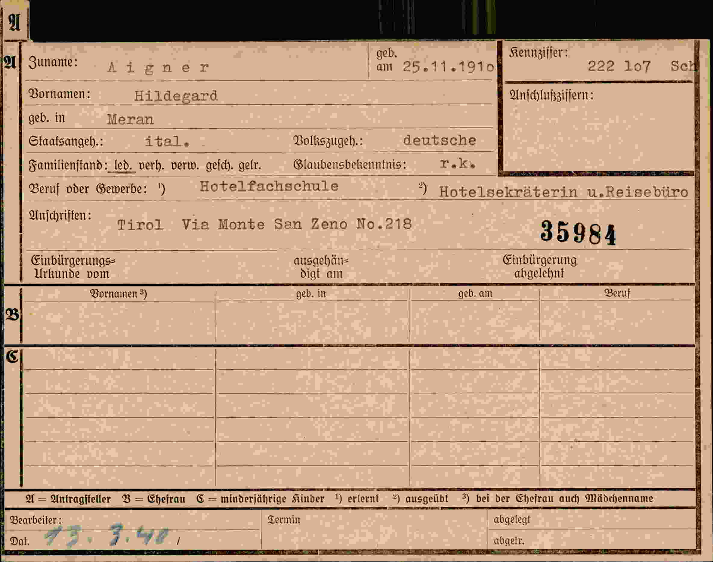 Dokument für Hildegard Aigner
