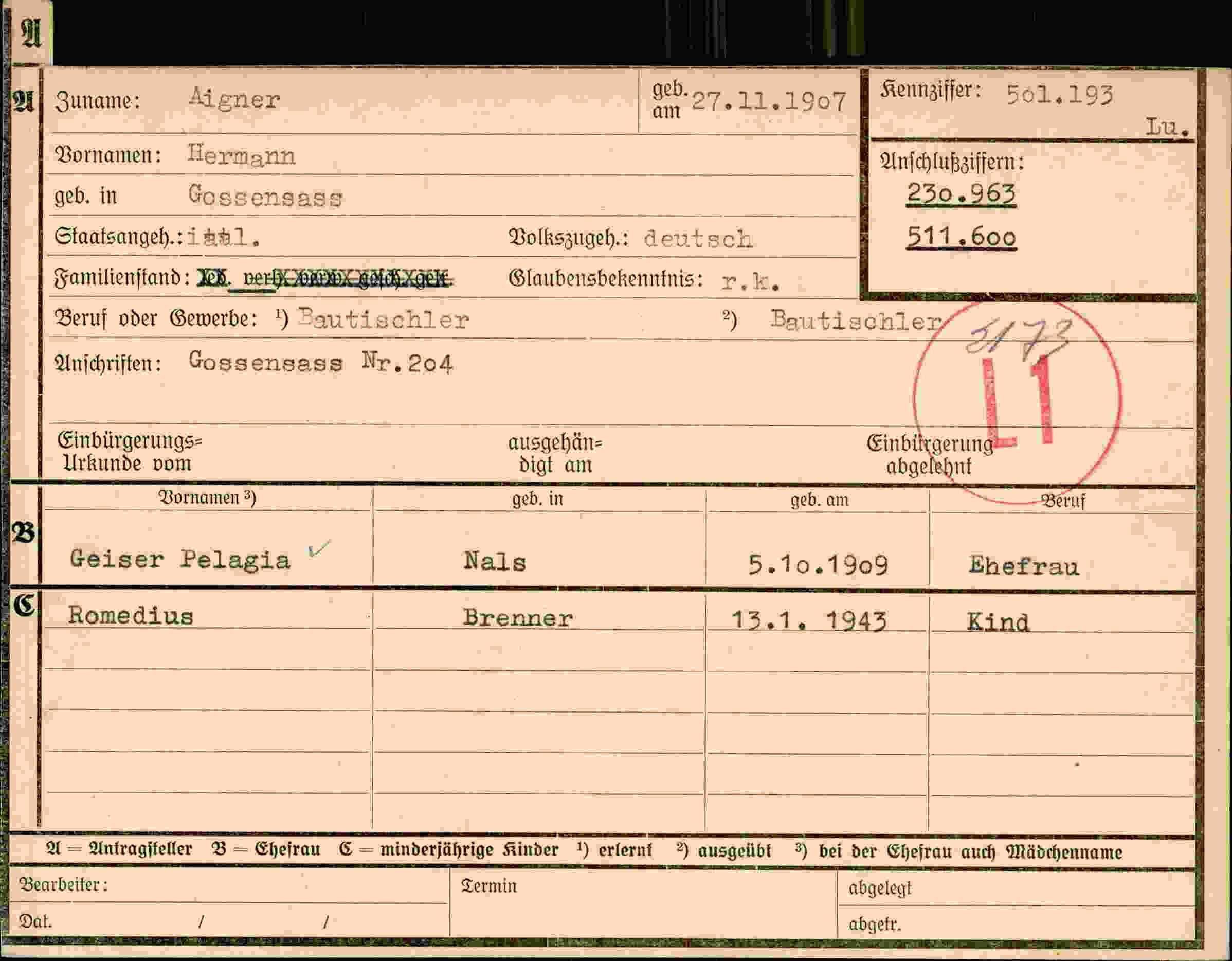 Dokument für Hermann Aigner