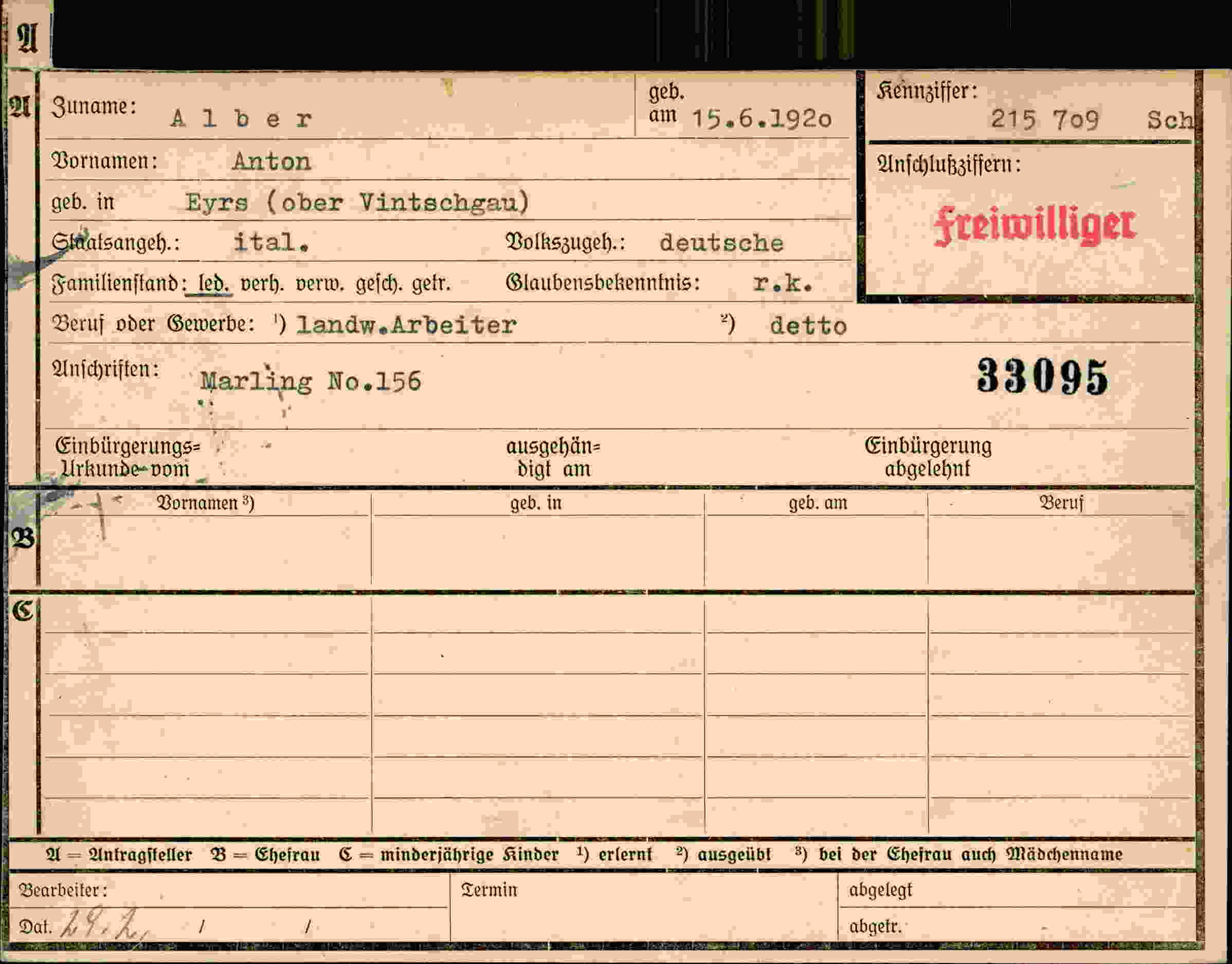 Dokument für Anton Alber