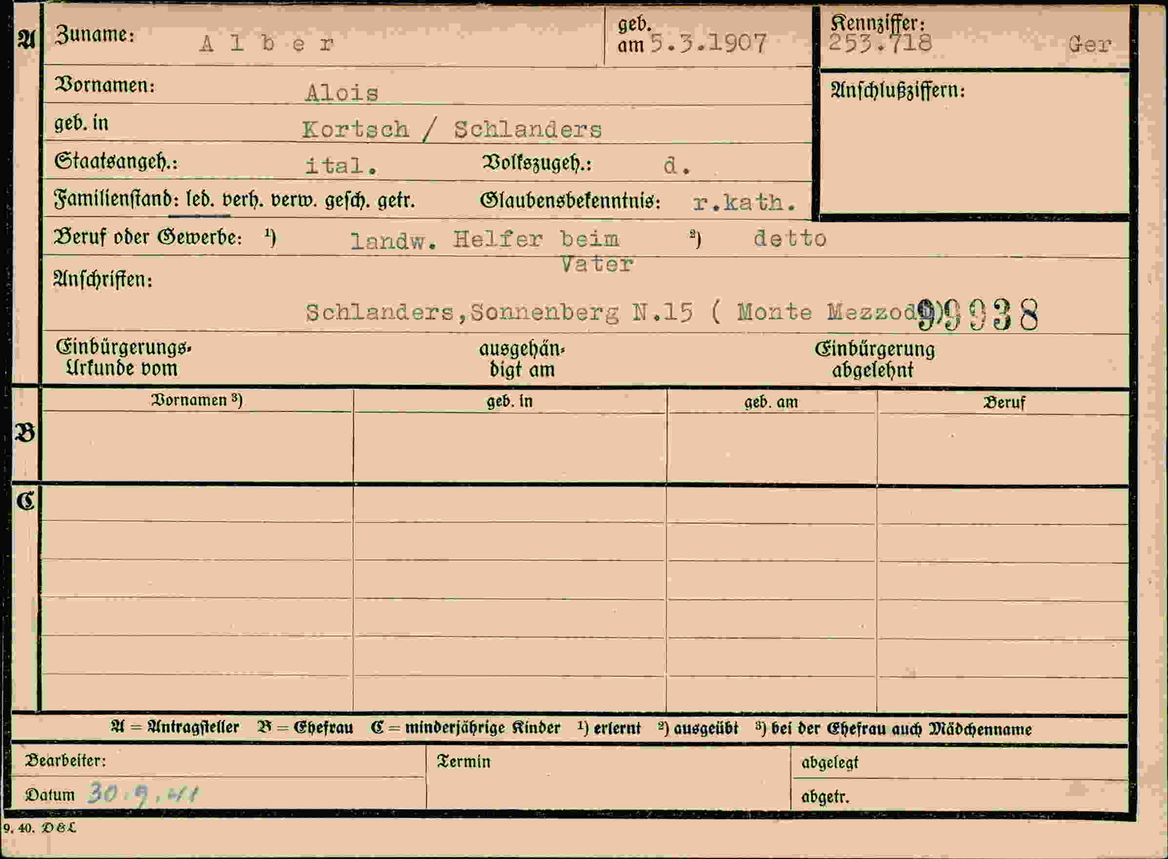 Dokument für Alois Alber
