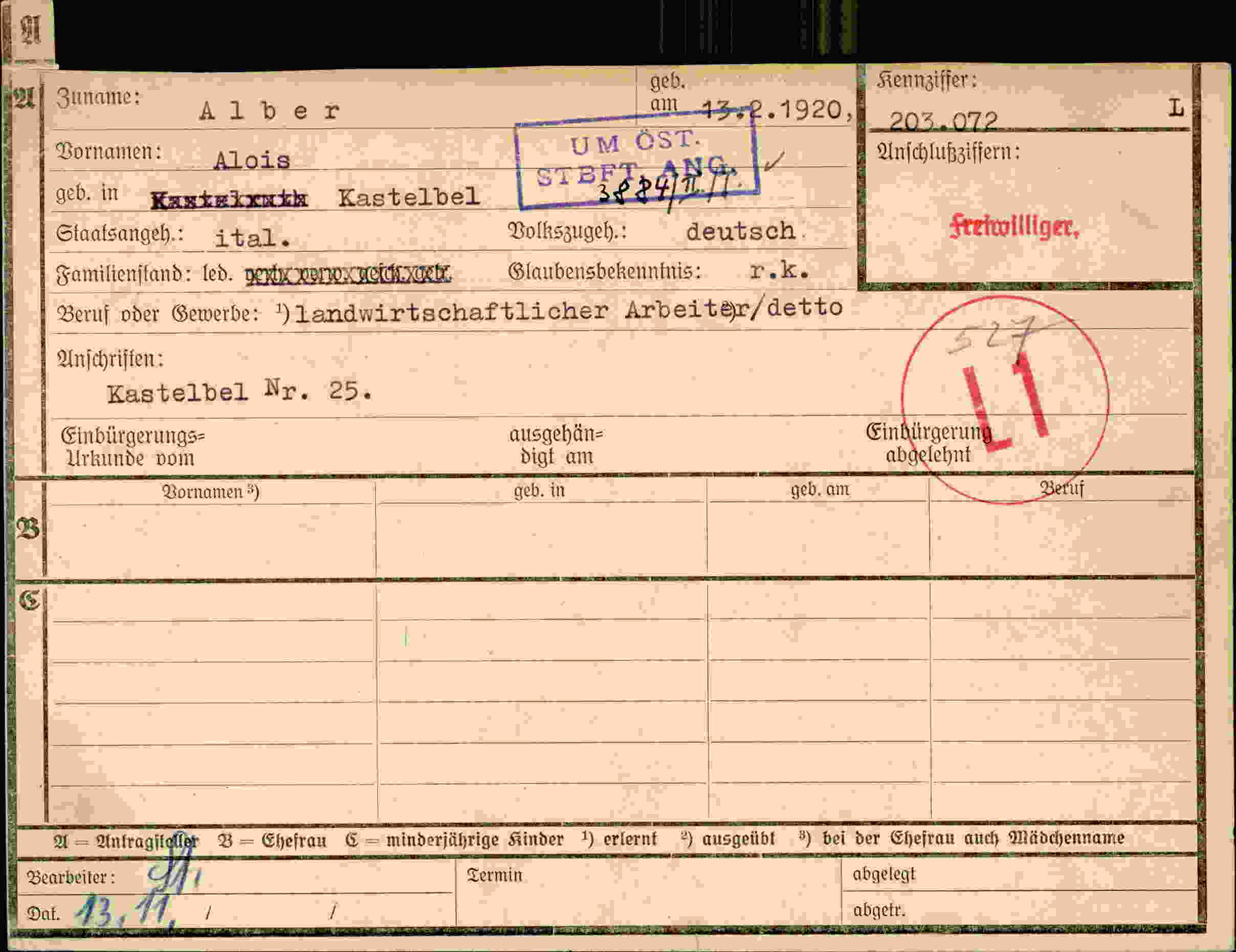 Dokument für Alois Alber