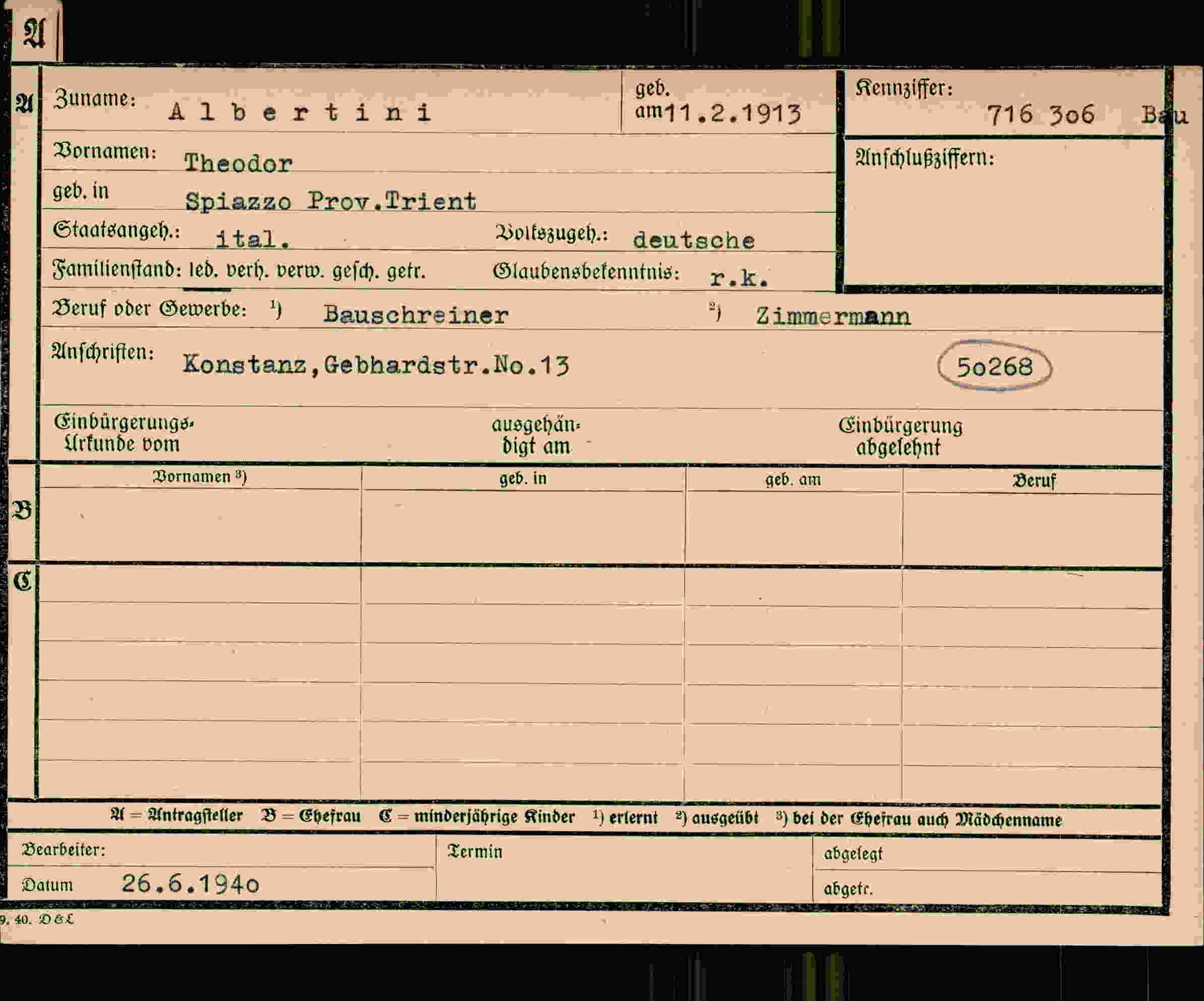 Dokument für Theodor Albertini