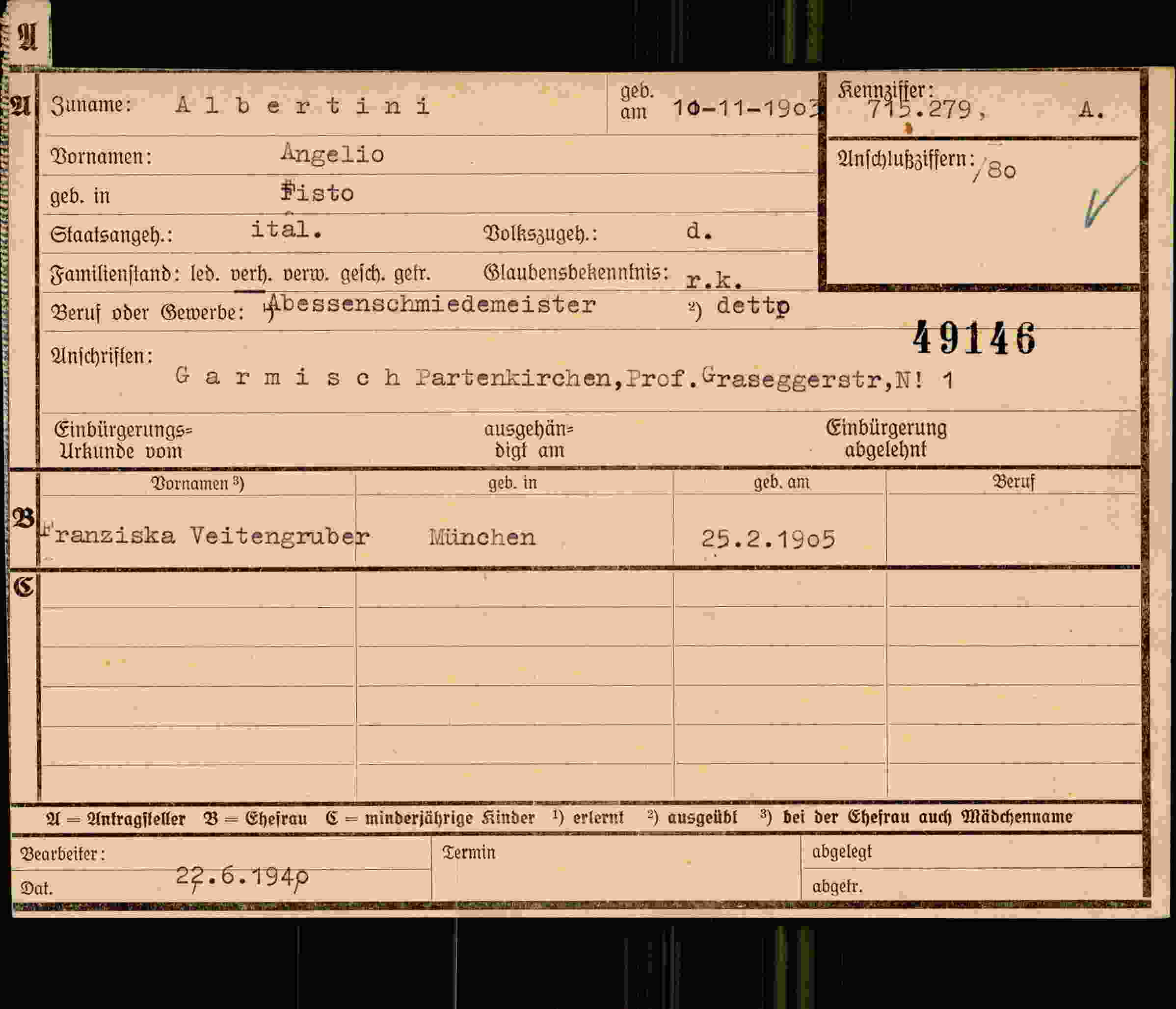 Dokument für Angelio Albertini