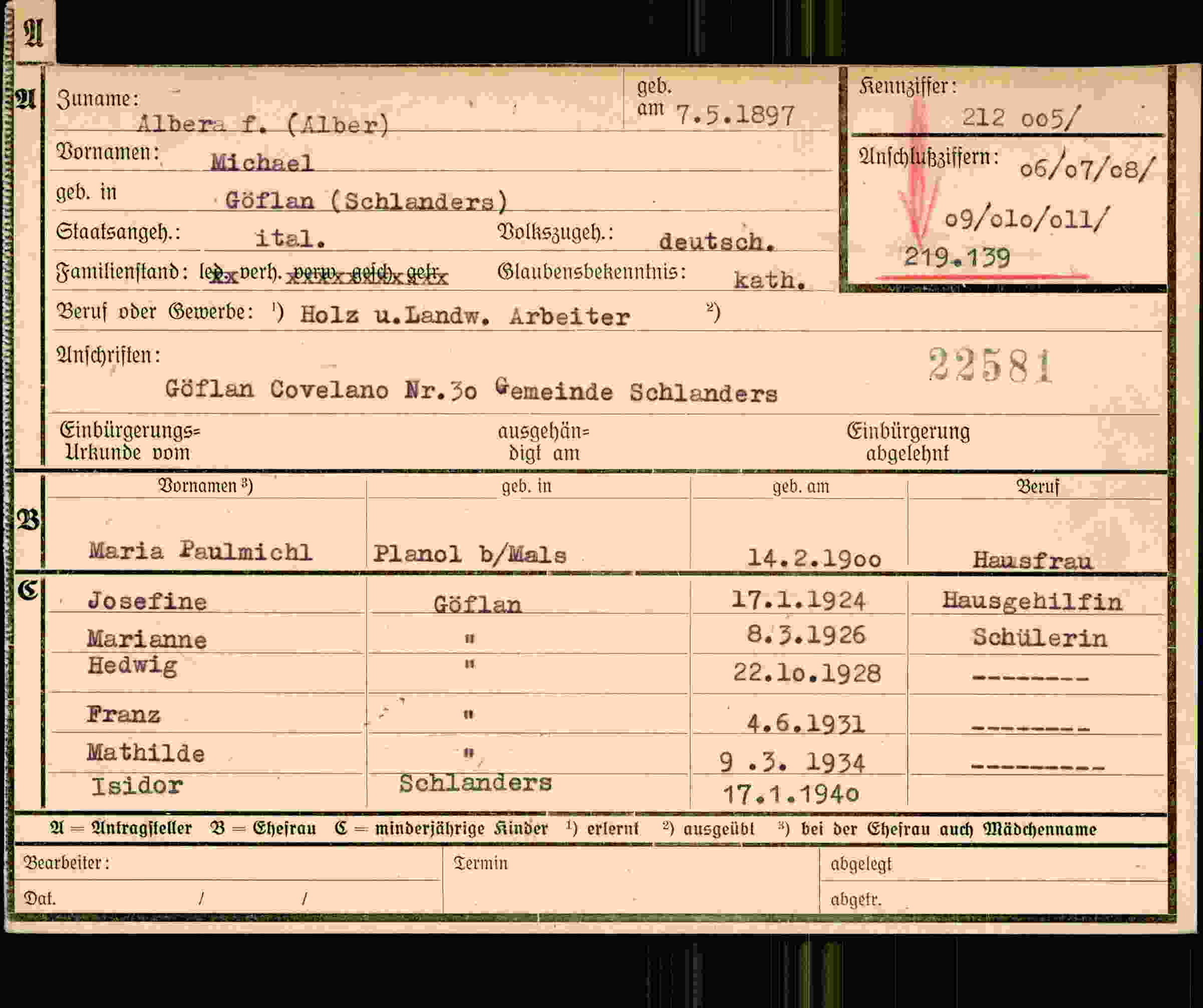 Dokument für Michael Albera f