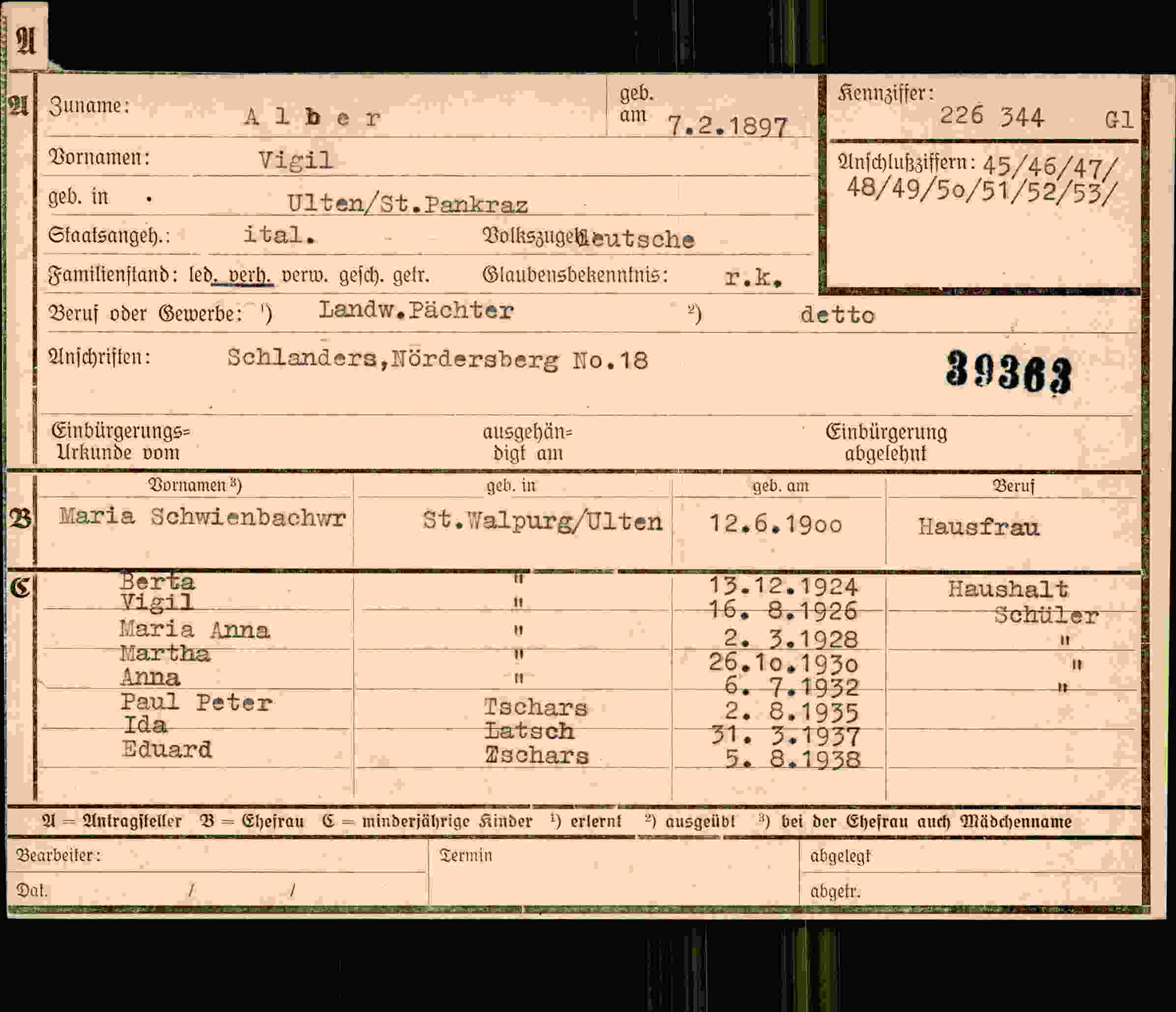 Dokument für Vigil Alber