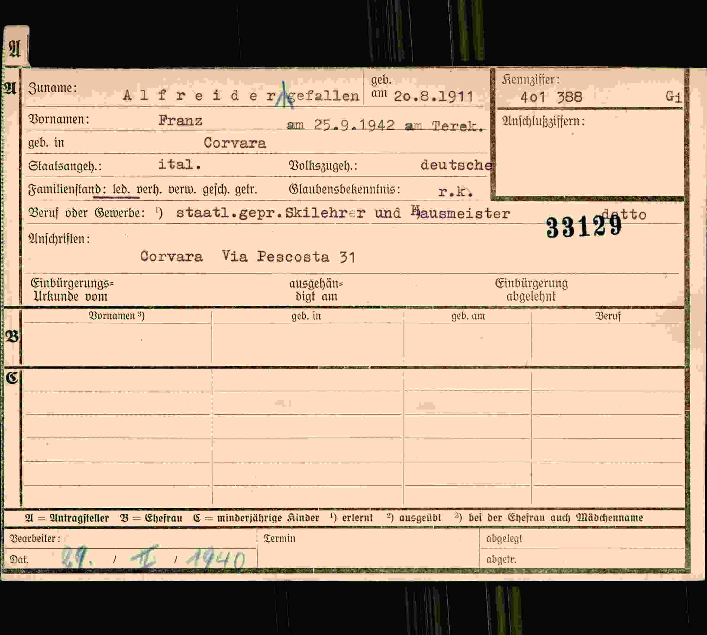 Dokument für Franz Alfreider