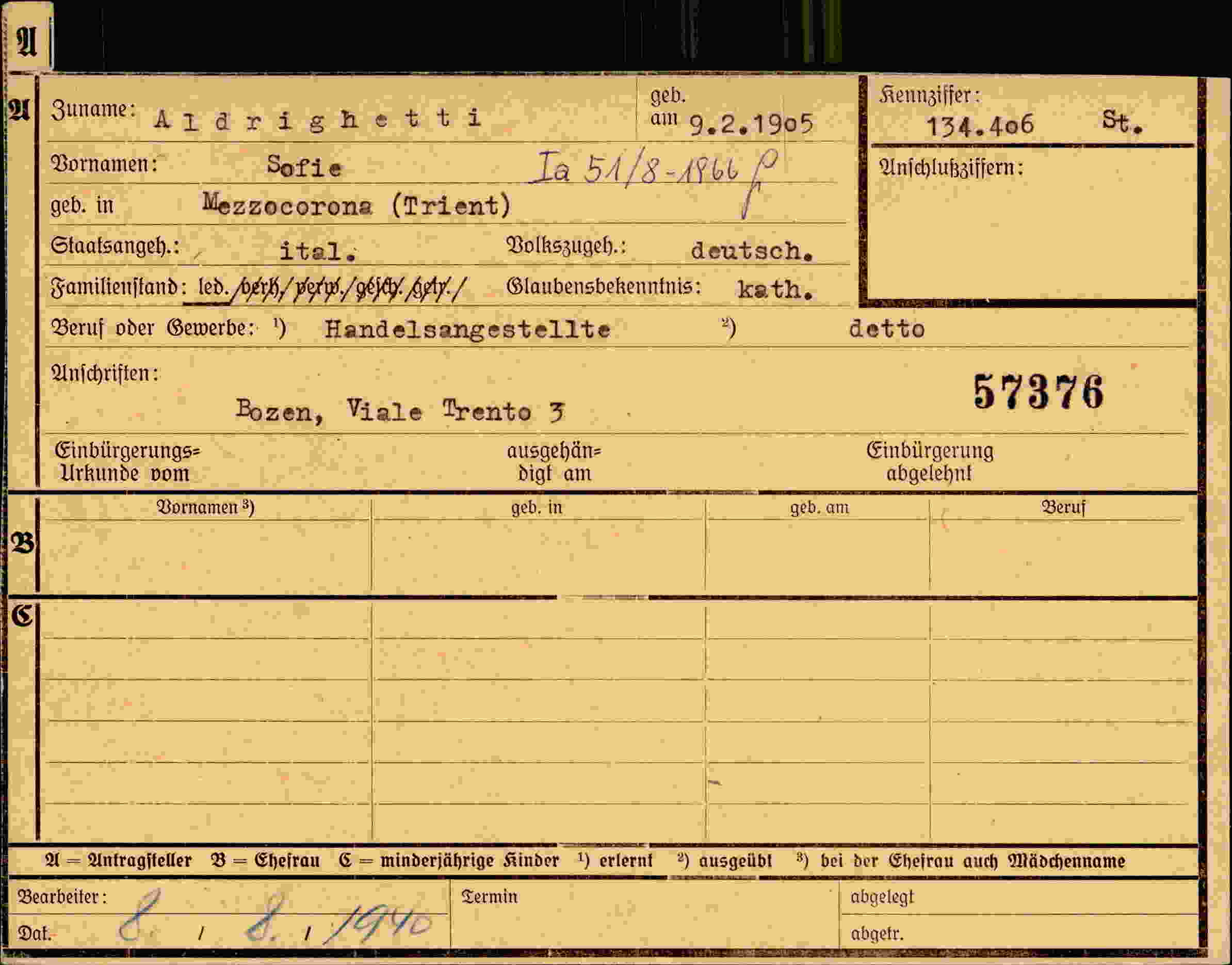Dokument für Sofie Aldrighetti
