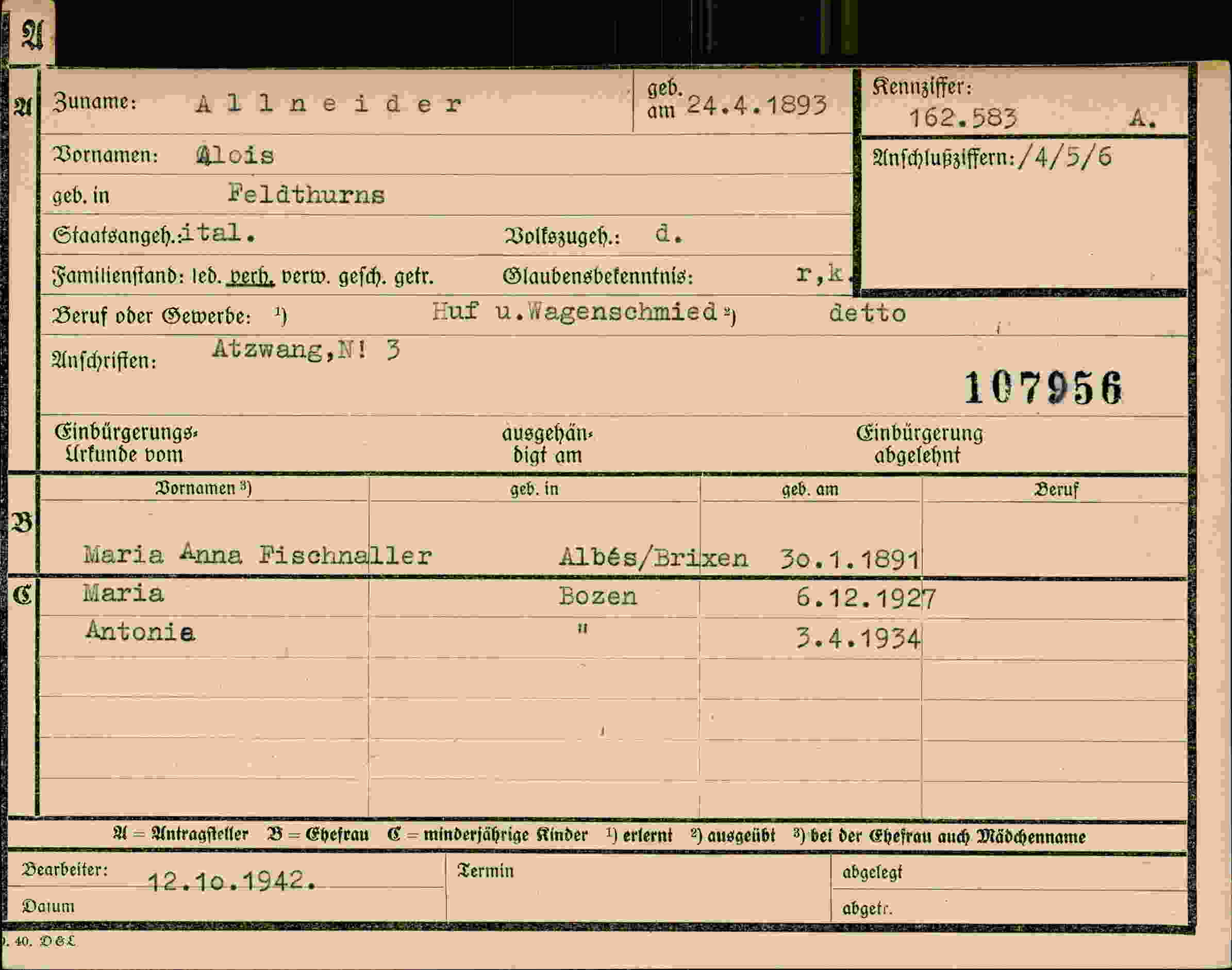 Dokument für Alois Allneider