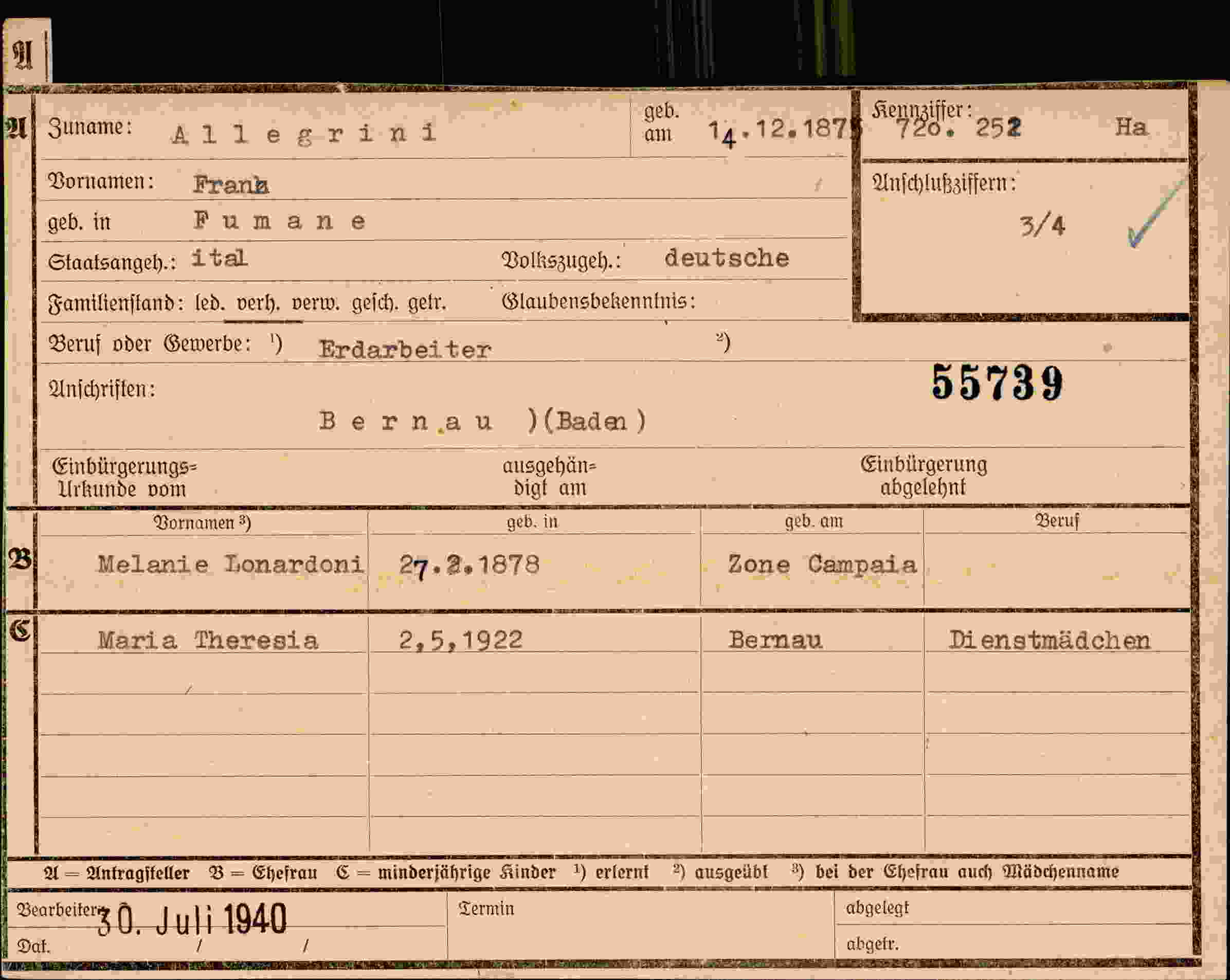 Vorderseite des Dokuments
