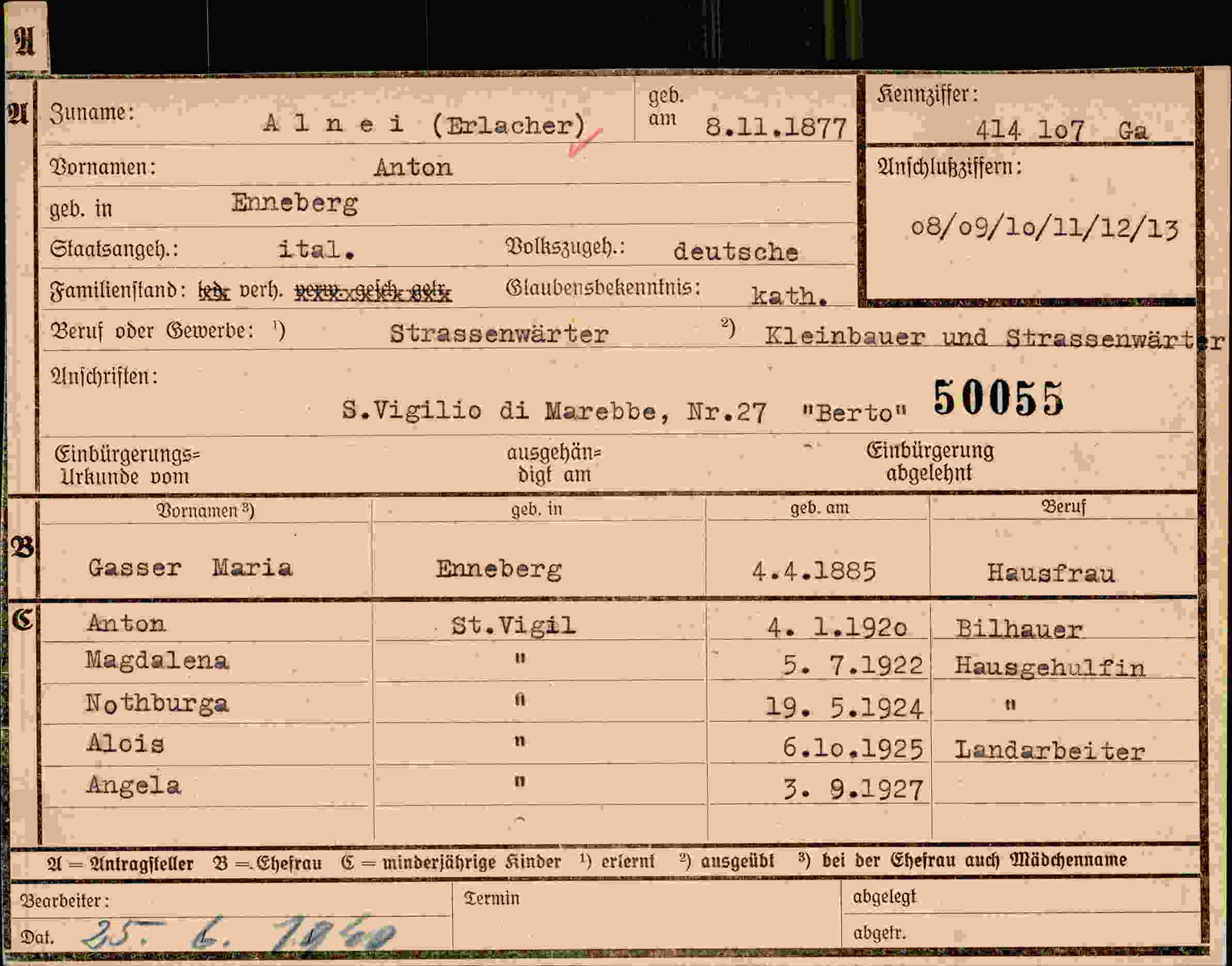 Dokument für Anton Alnei