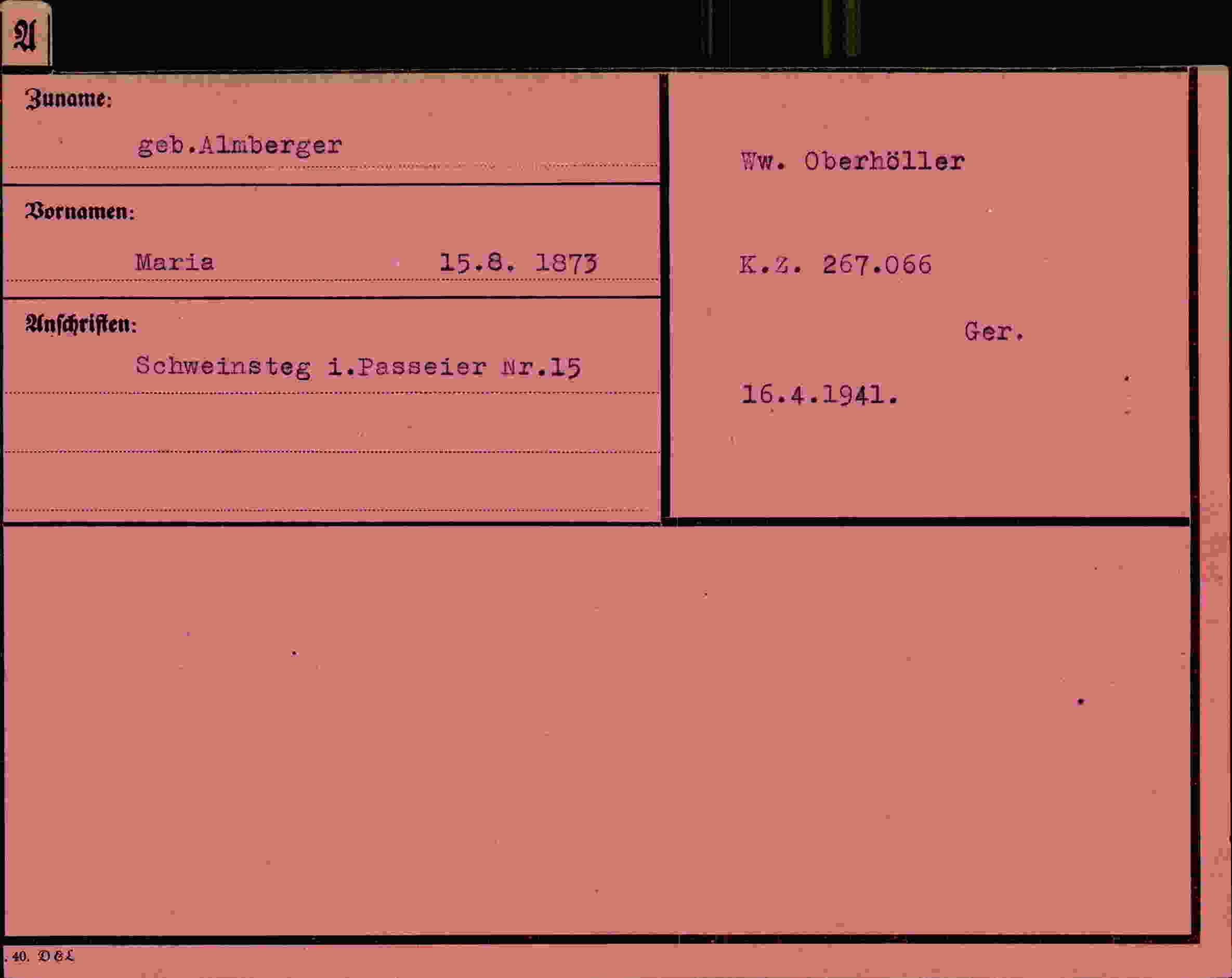 Vorderseite des Dokuments