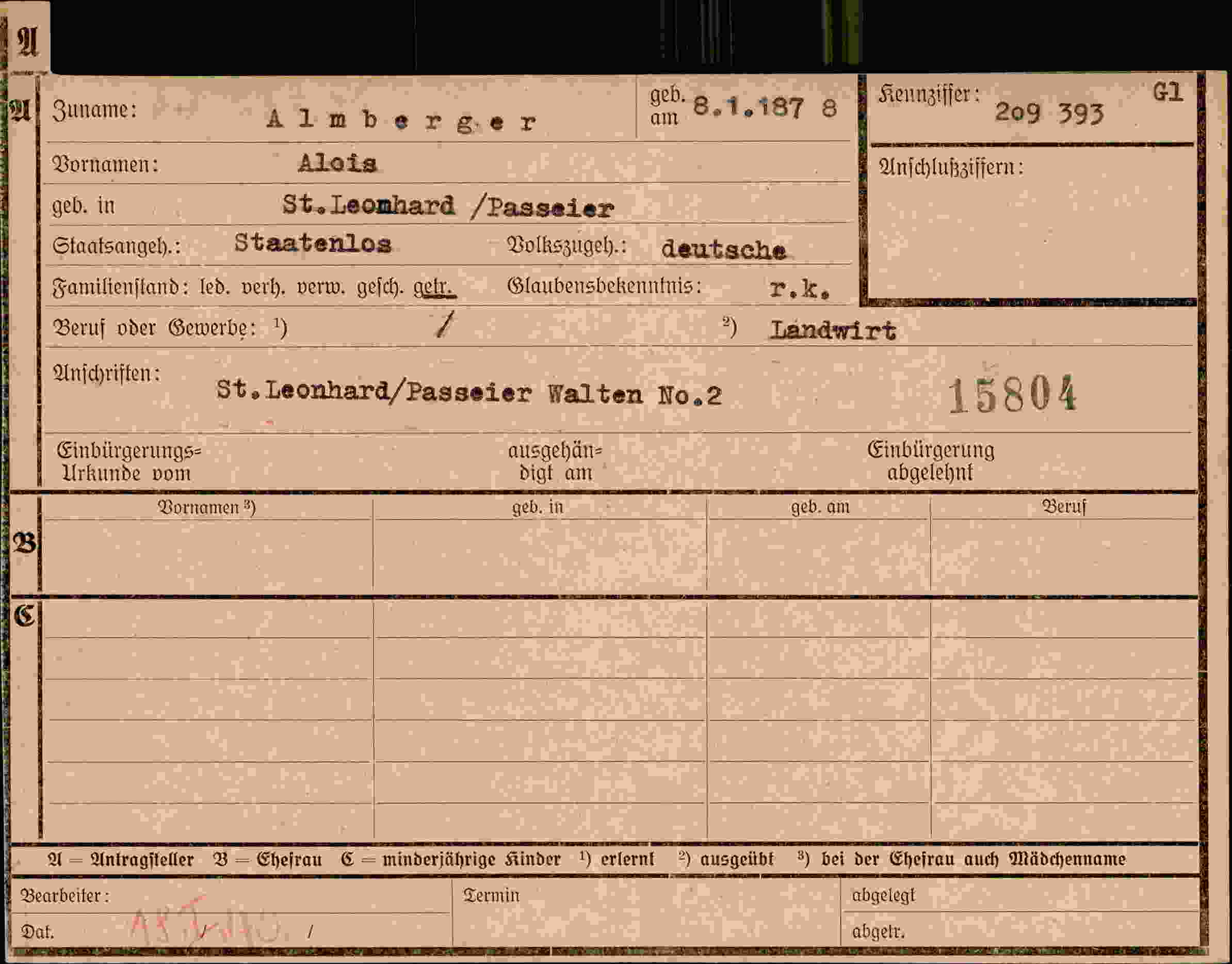 Dokument für Alois Almberger