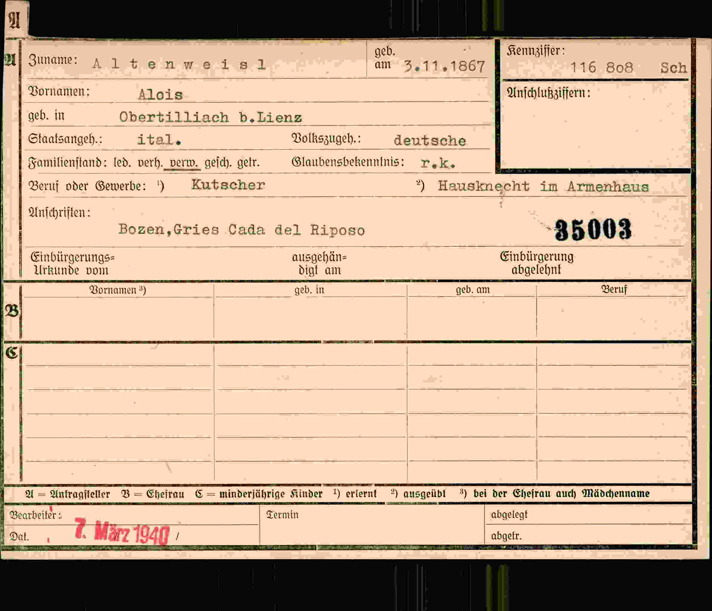 Dokument für Alois Altenweisl