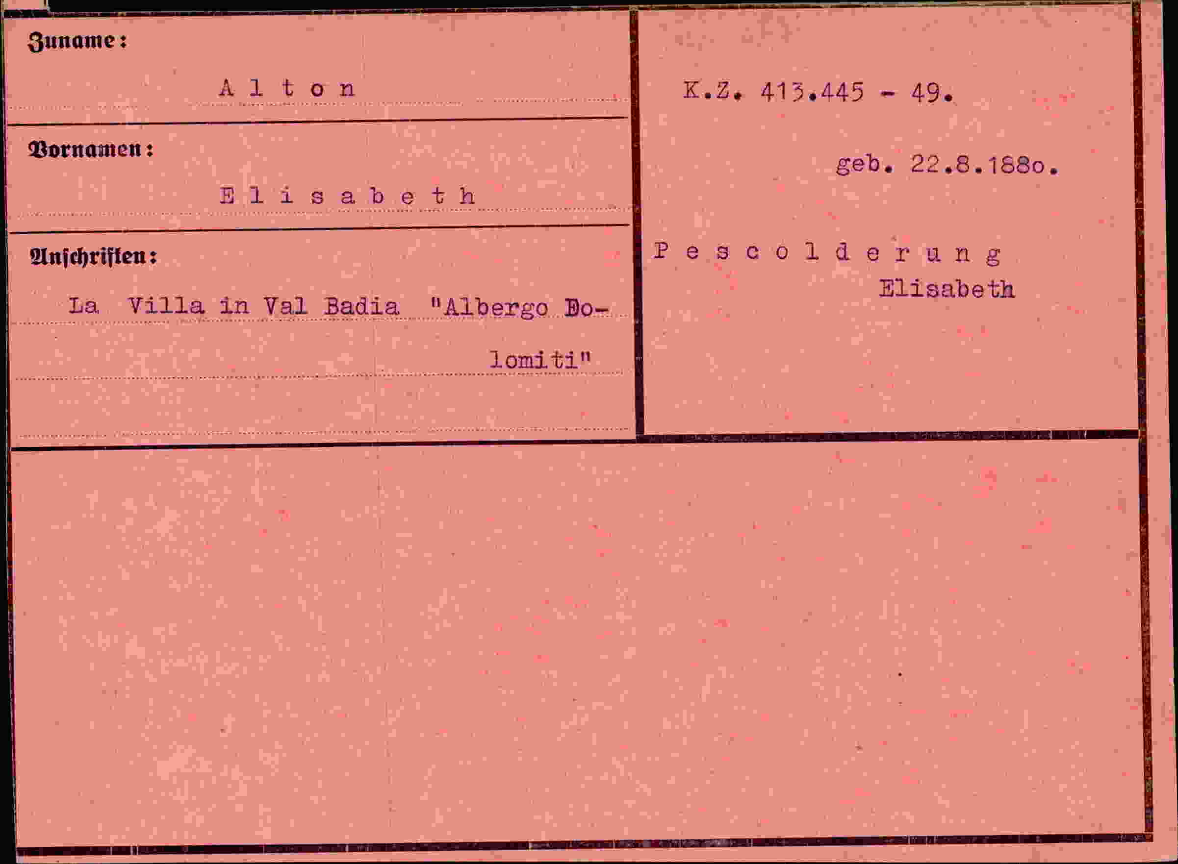 Vorderseite des Dokuments