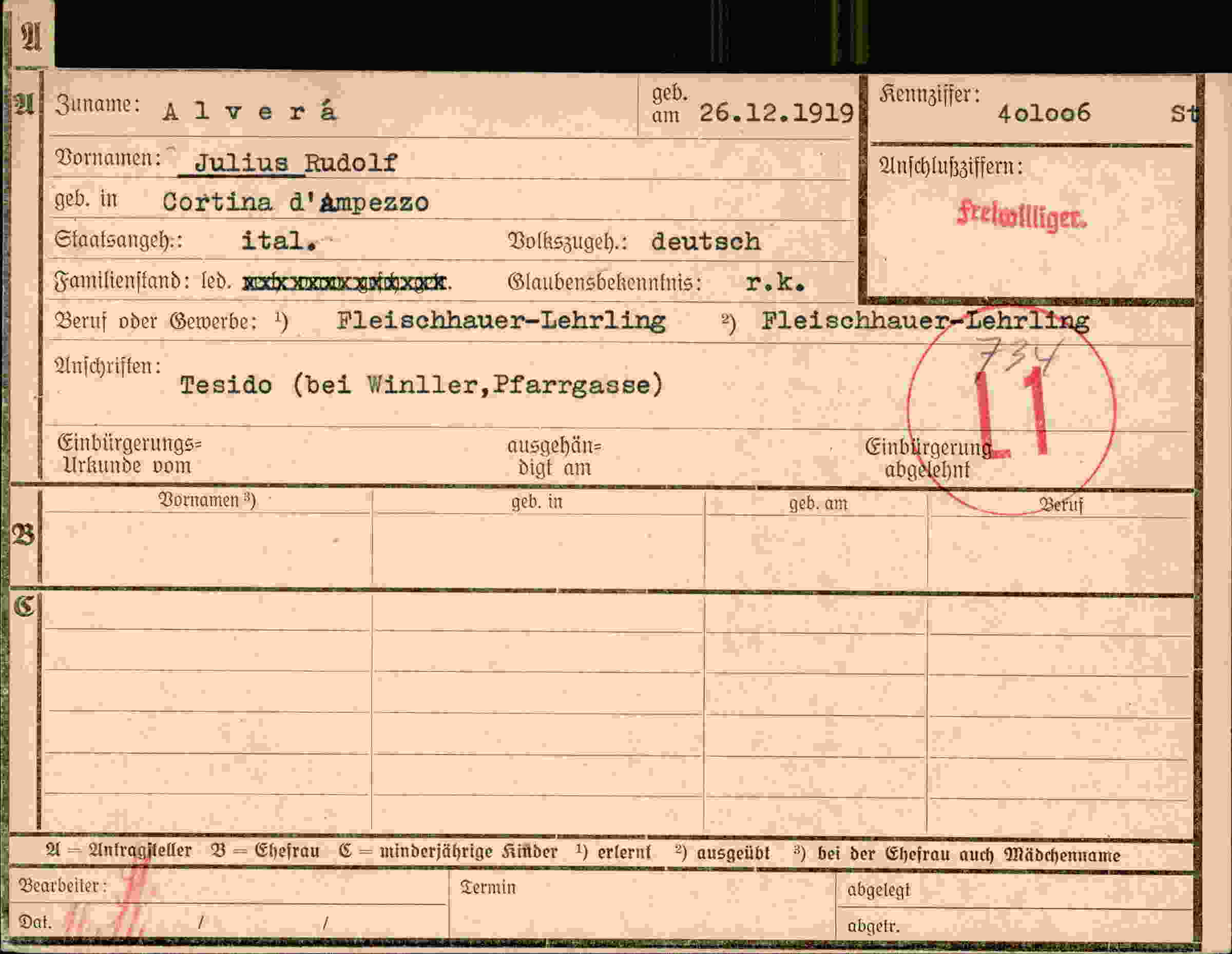 Dokument für Julius Rudolf Alver