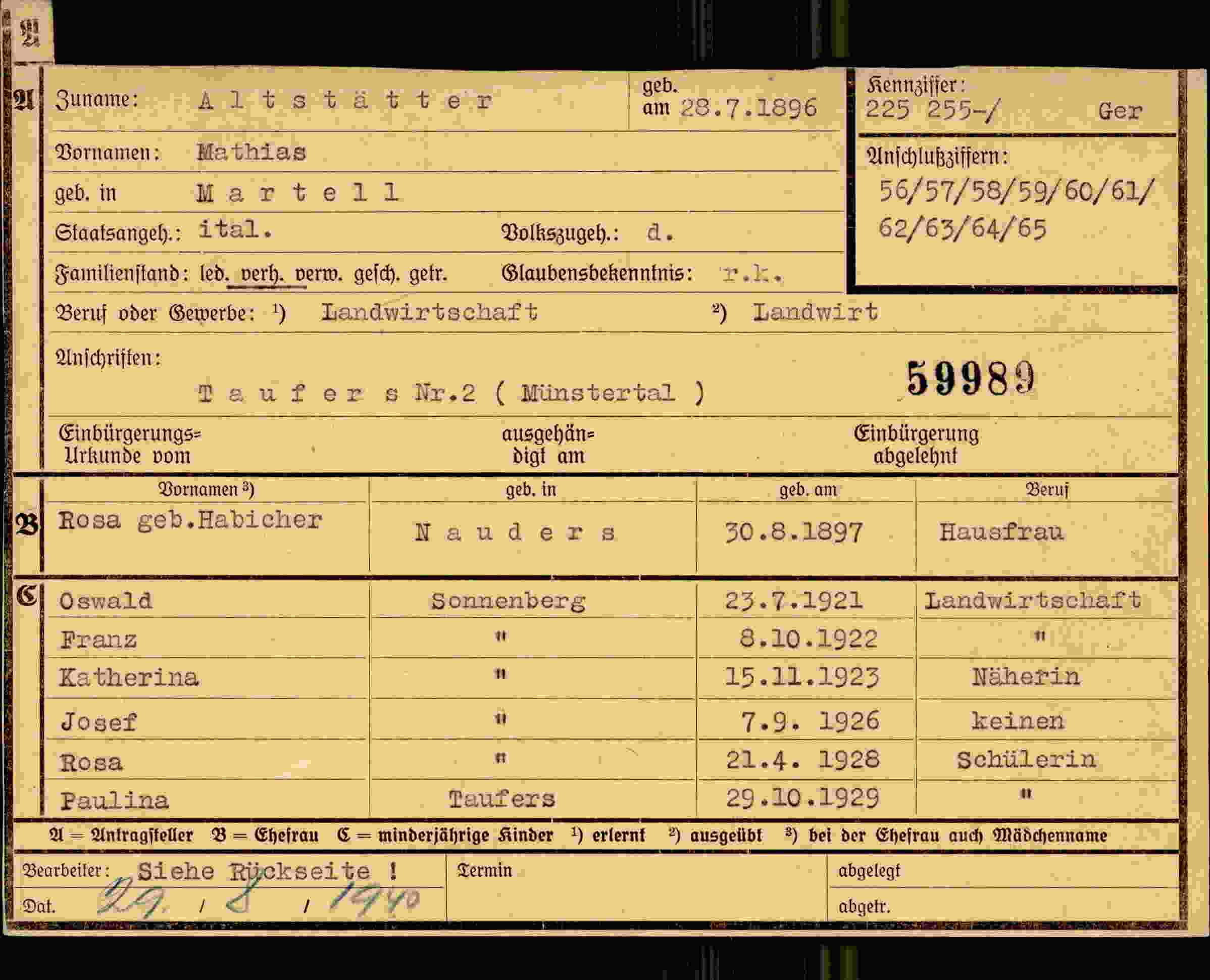 Dokument für Mathias Altstätter