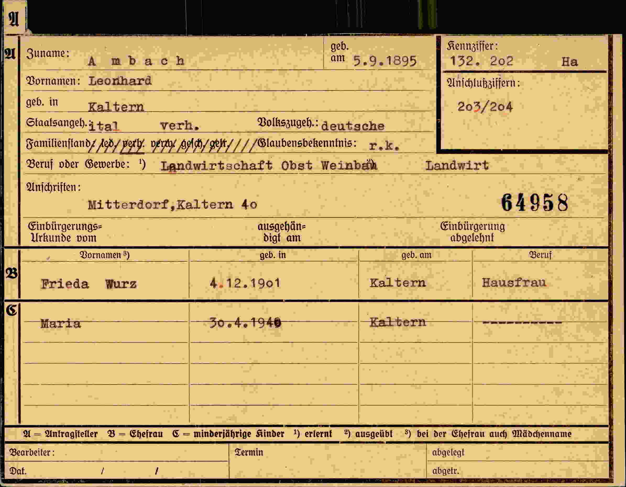 Dokument für Leonhard Ambach
