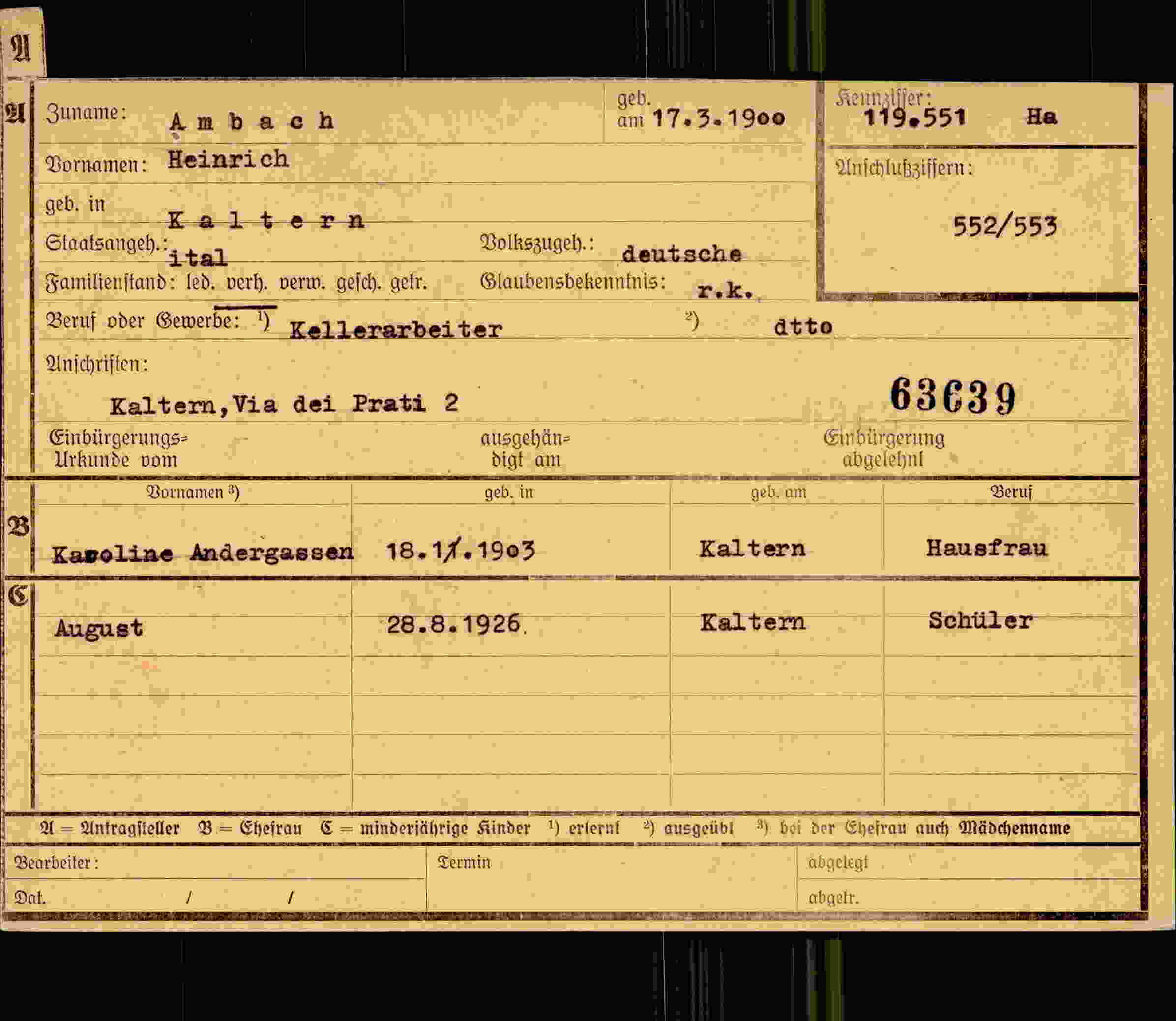 Dokument für Heinrich Ambach