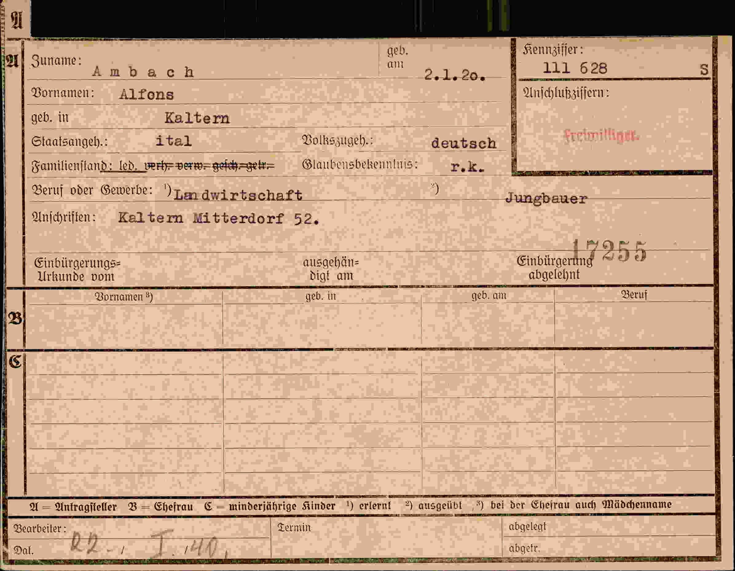 Dokument für Alfons Ambach