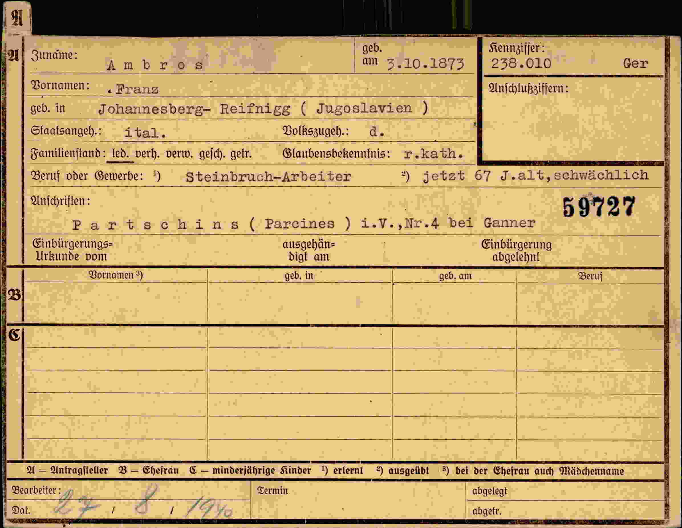 Dokument für Franz Ambros